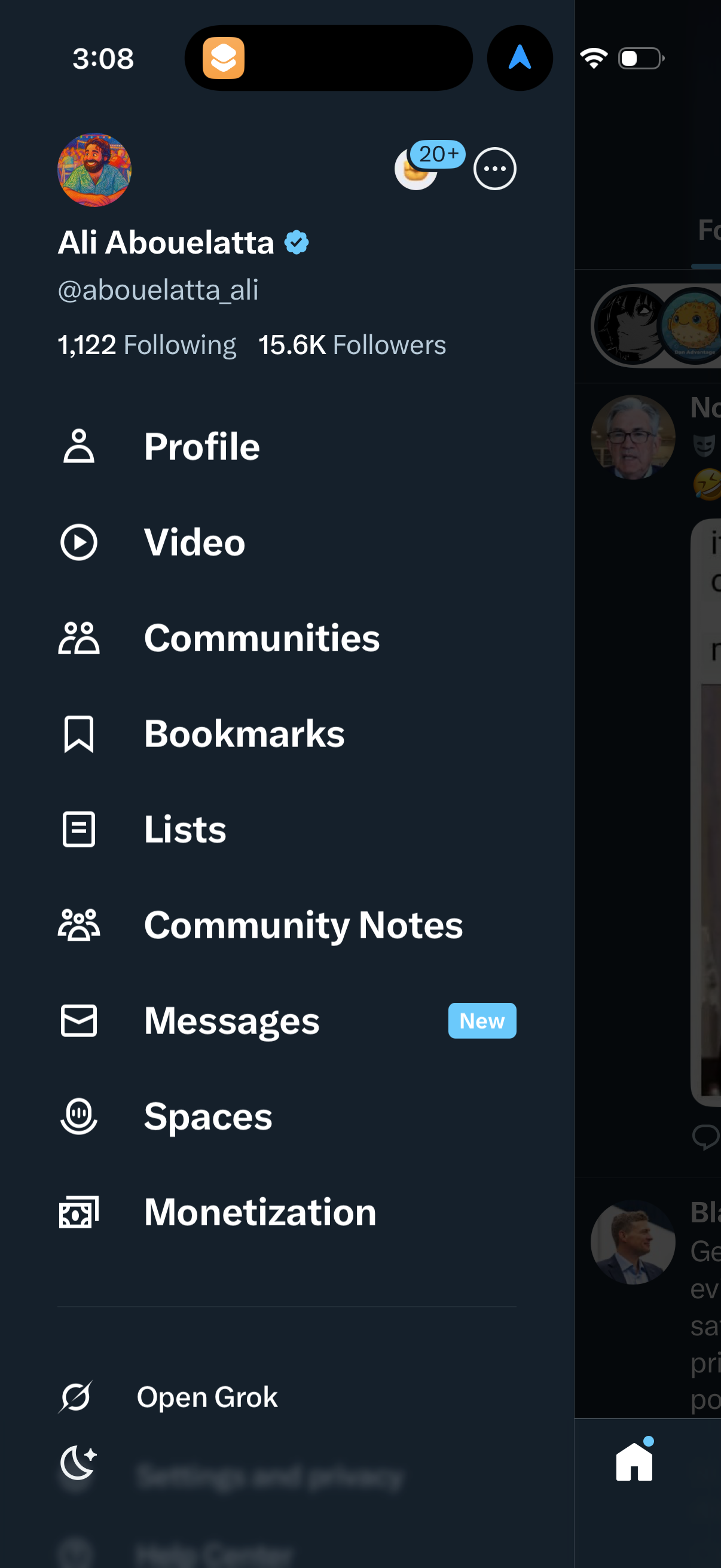 twitter navigation screenshot