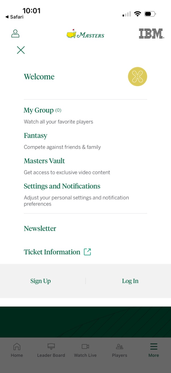 the-masters navigation screenshot