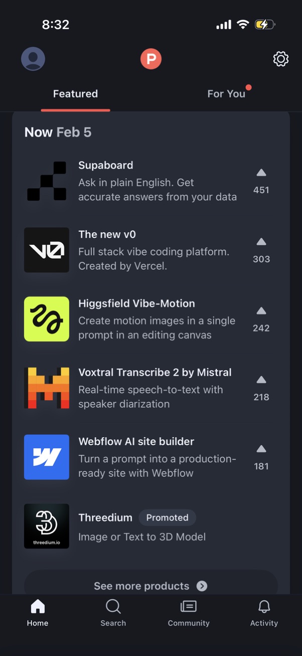 product-hunt navigation screenshot