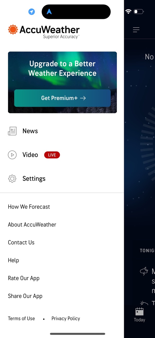 accuweather navigation screenshot