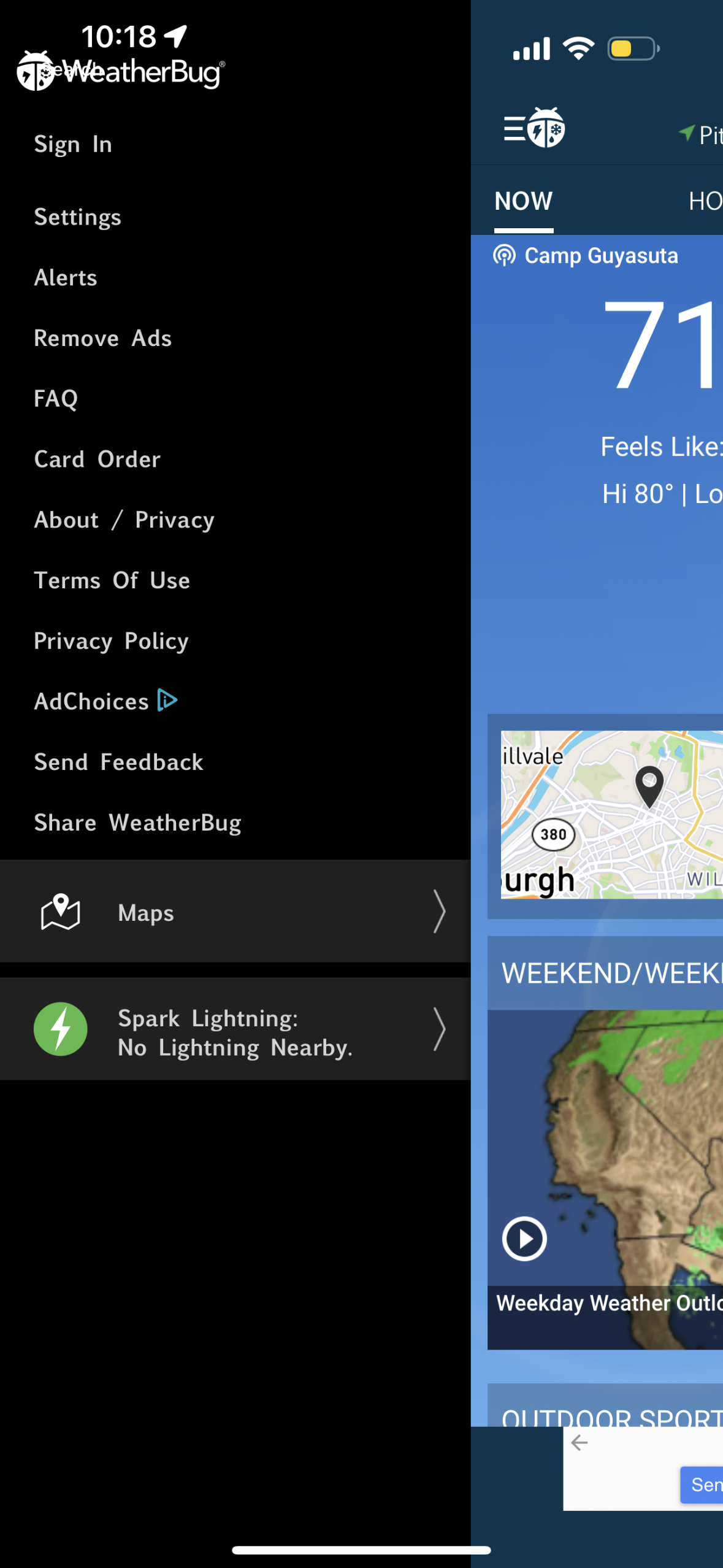 weatherbug navigation screenshot