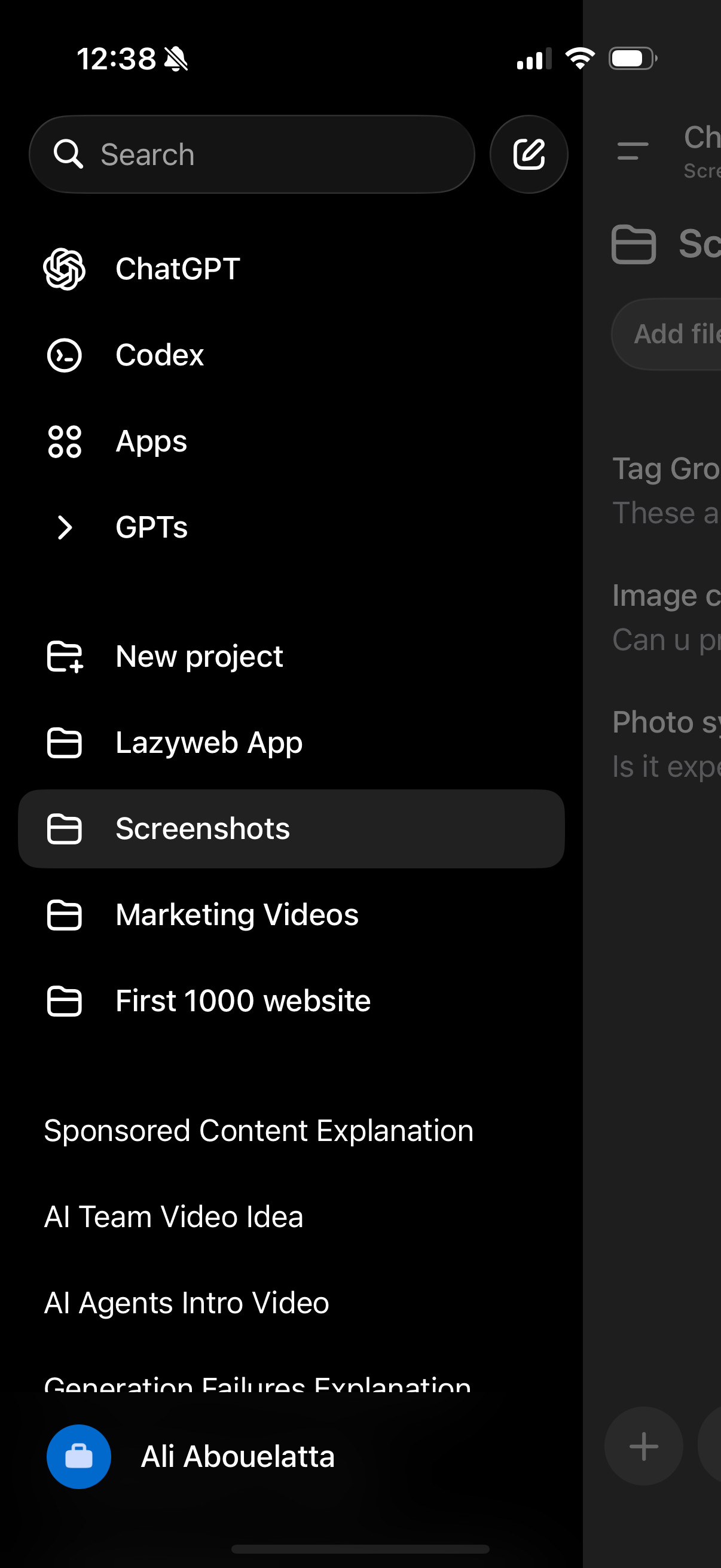 chatgpt navigation screenshot