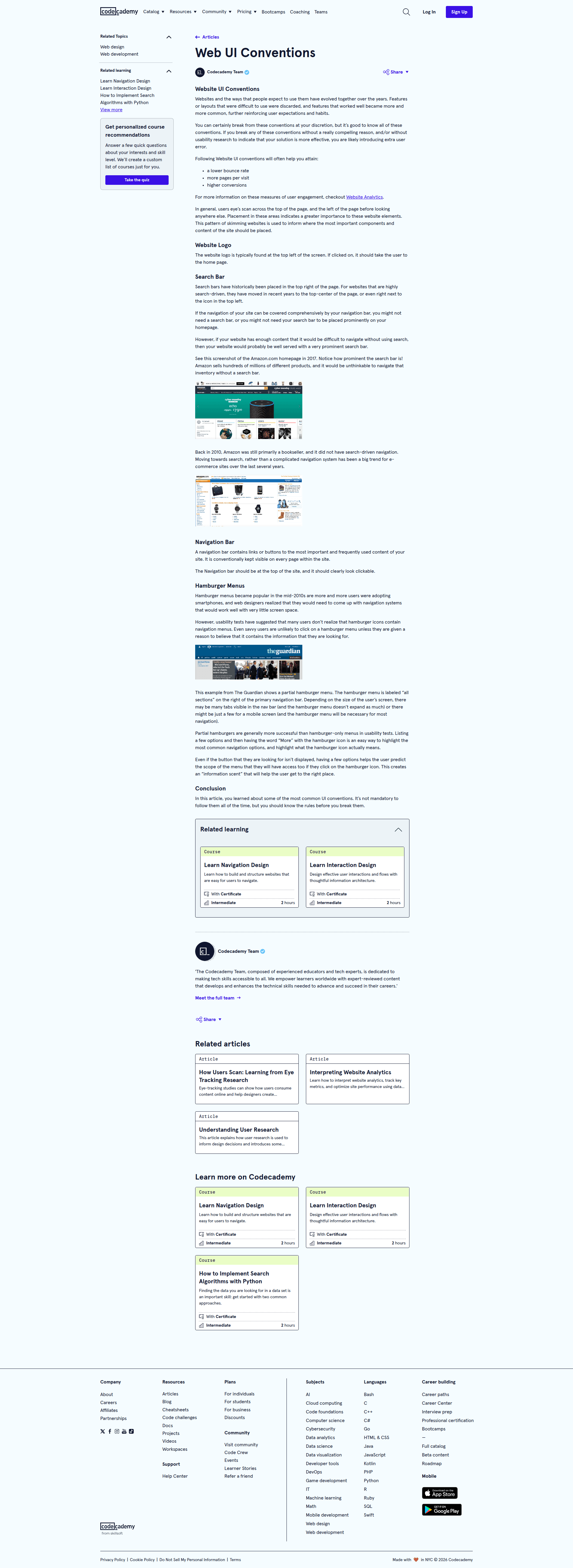 codeacademy-go navigation screenshot