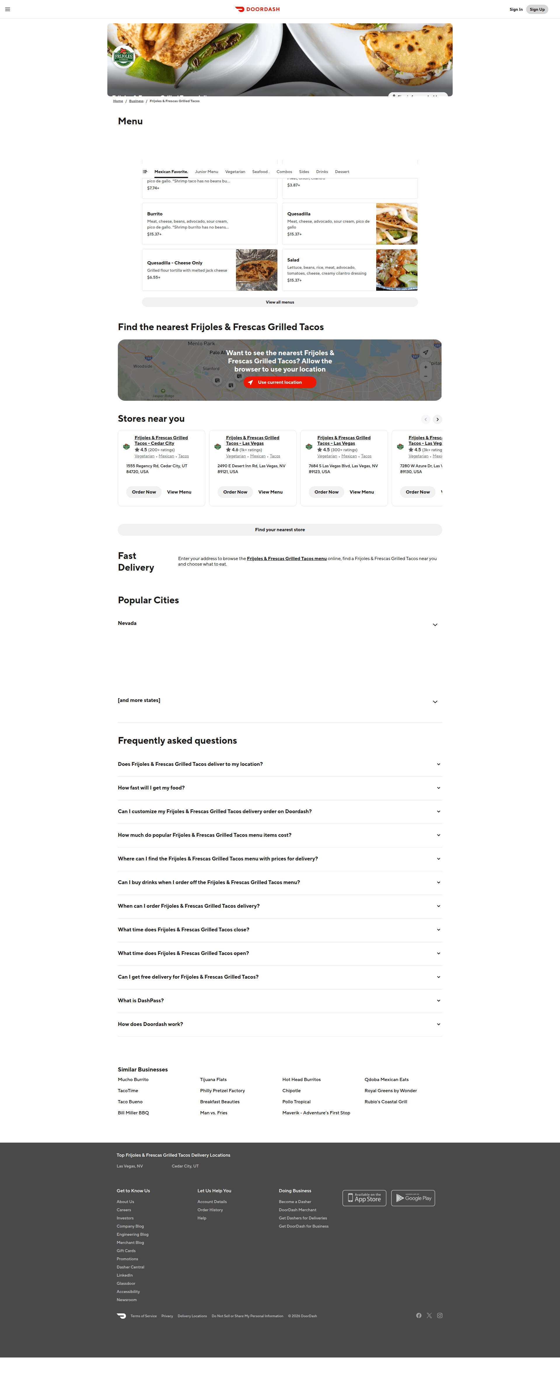 navigation pattern example from doordash