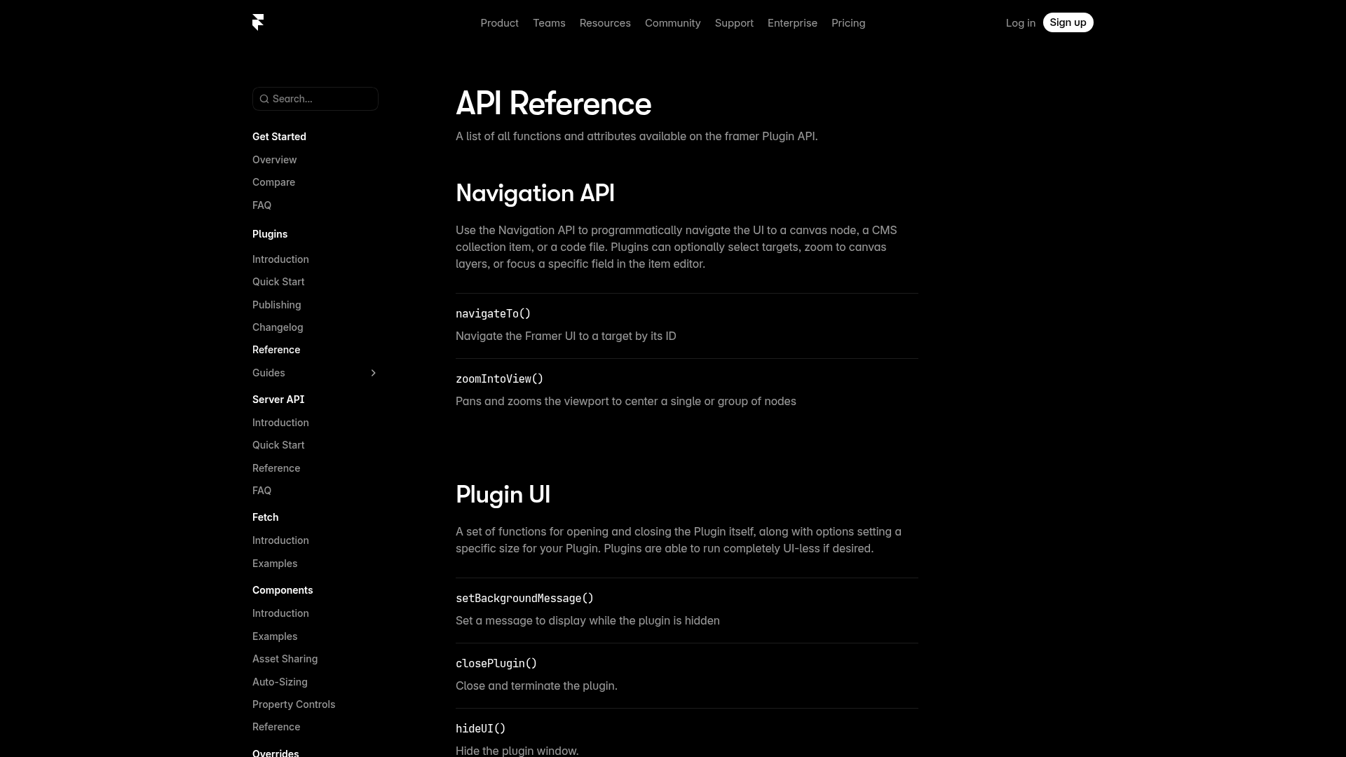 framer navigation screenshot