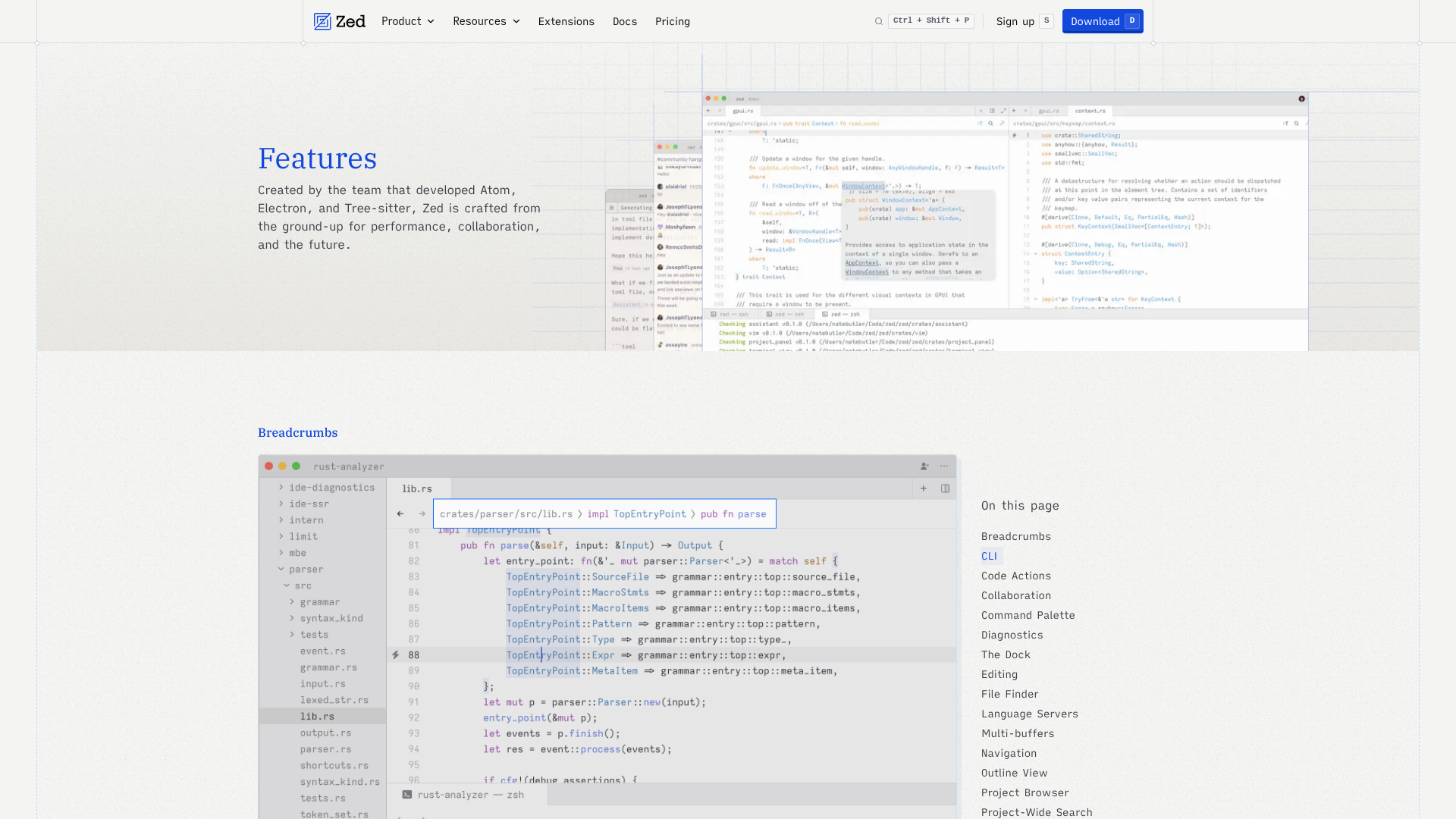 zed navigation screenshot