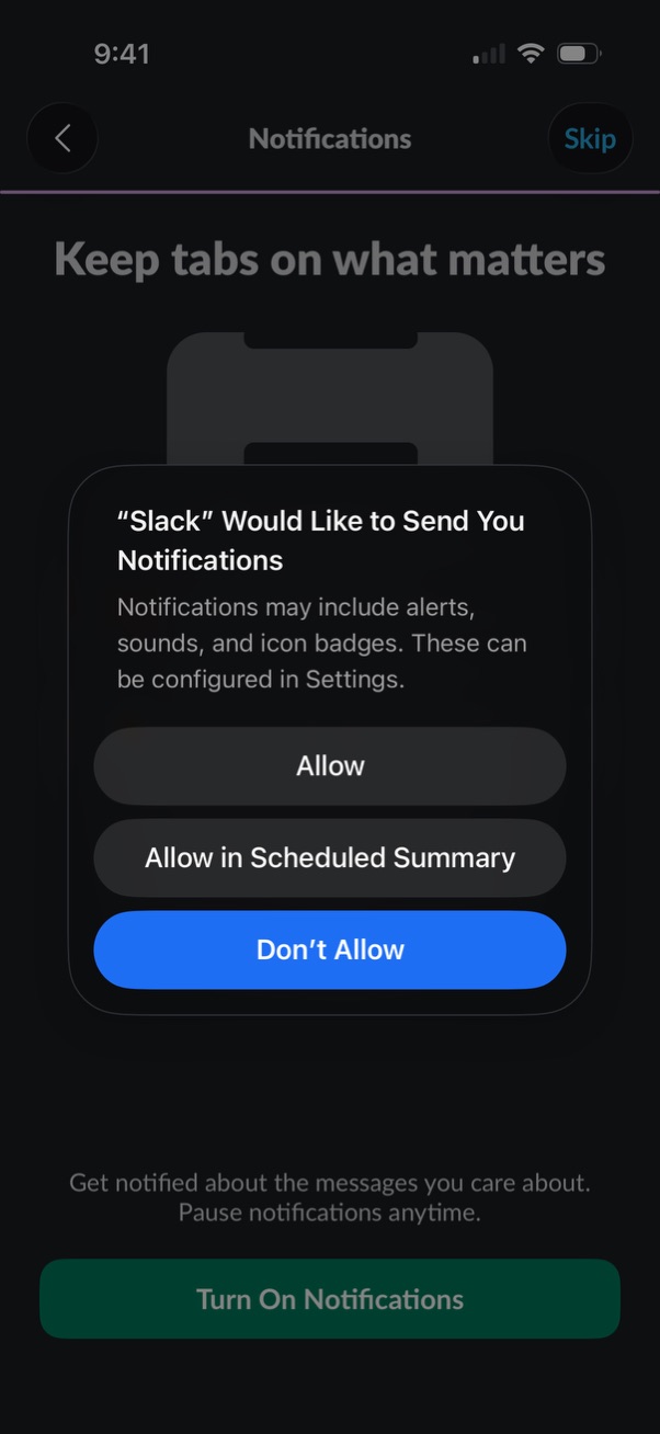 slack notifications screenshot