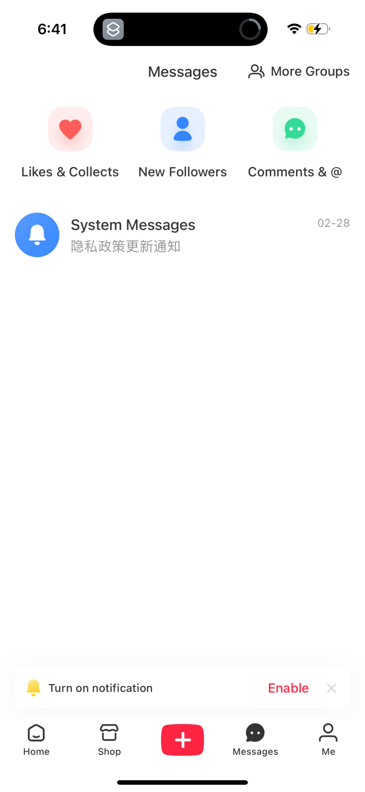 red notifications screenshot