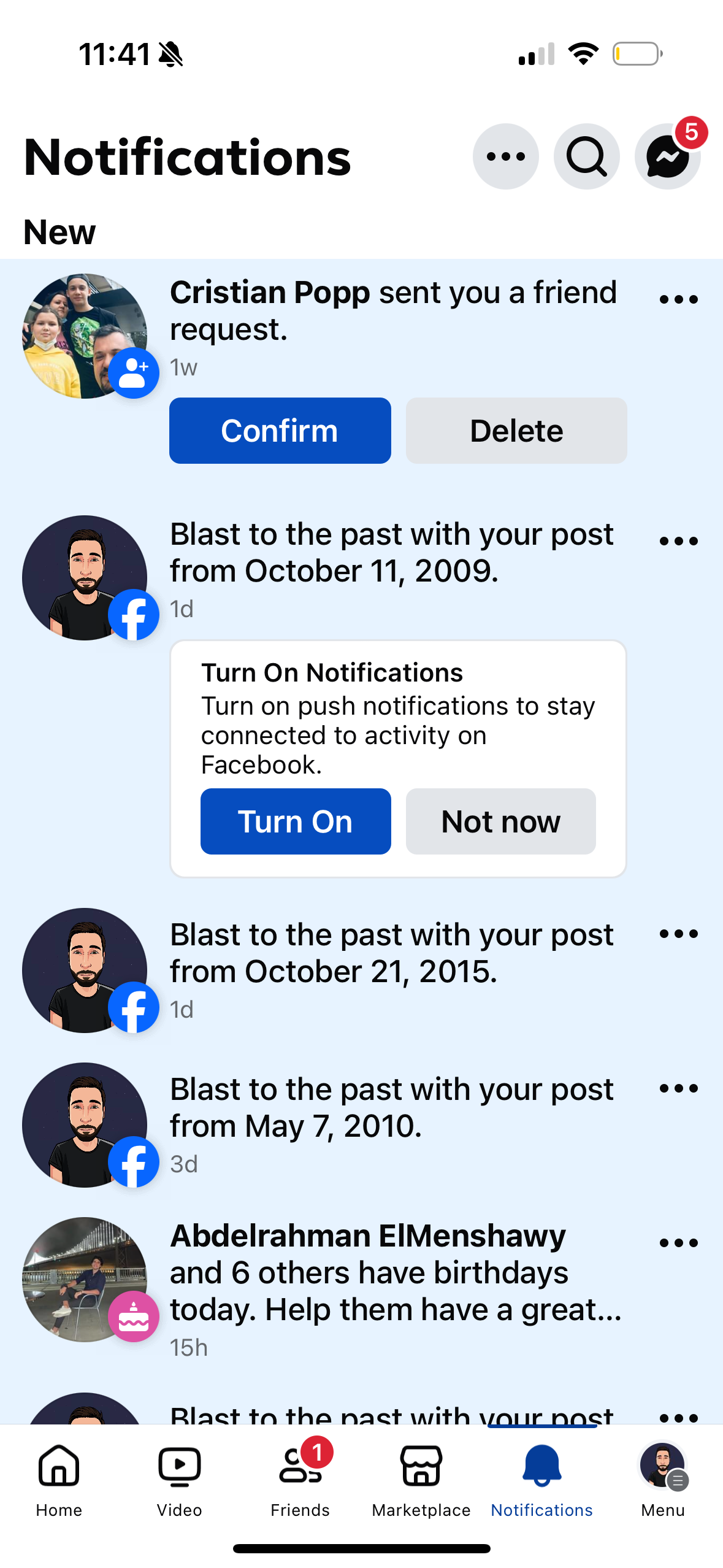 facebook notifications screenshot