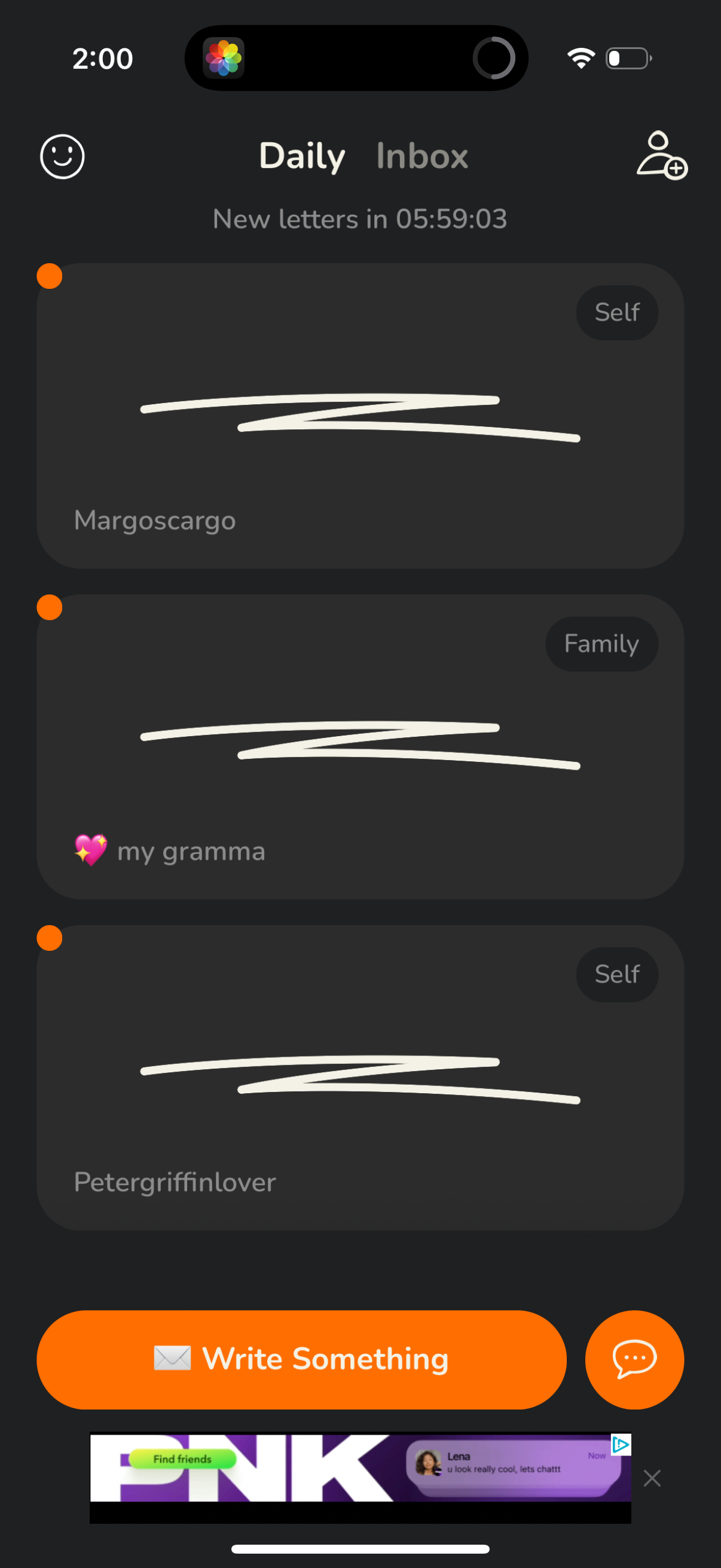 sincerely notifications screenshot