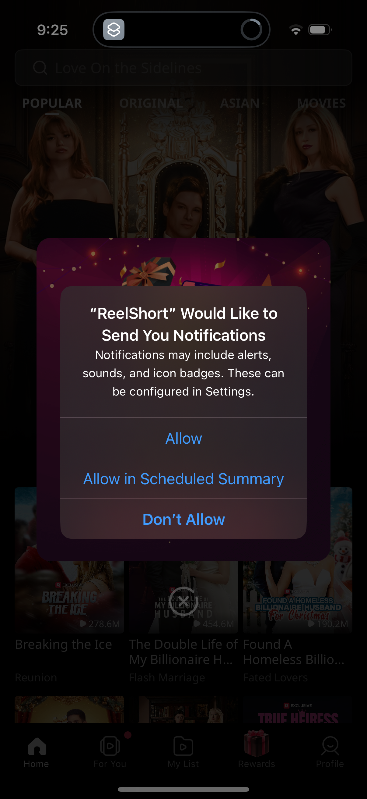 reelshort notifications screenshot