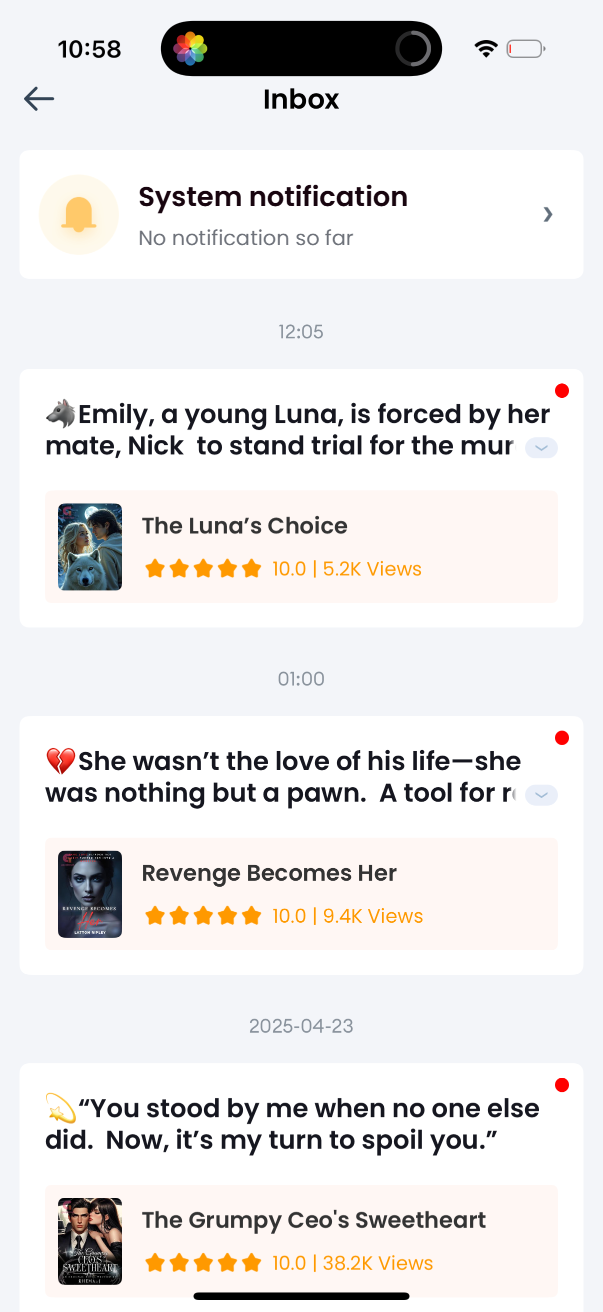 goodnovel notifications screenshot