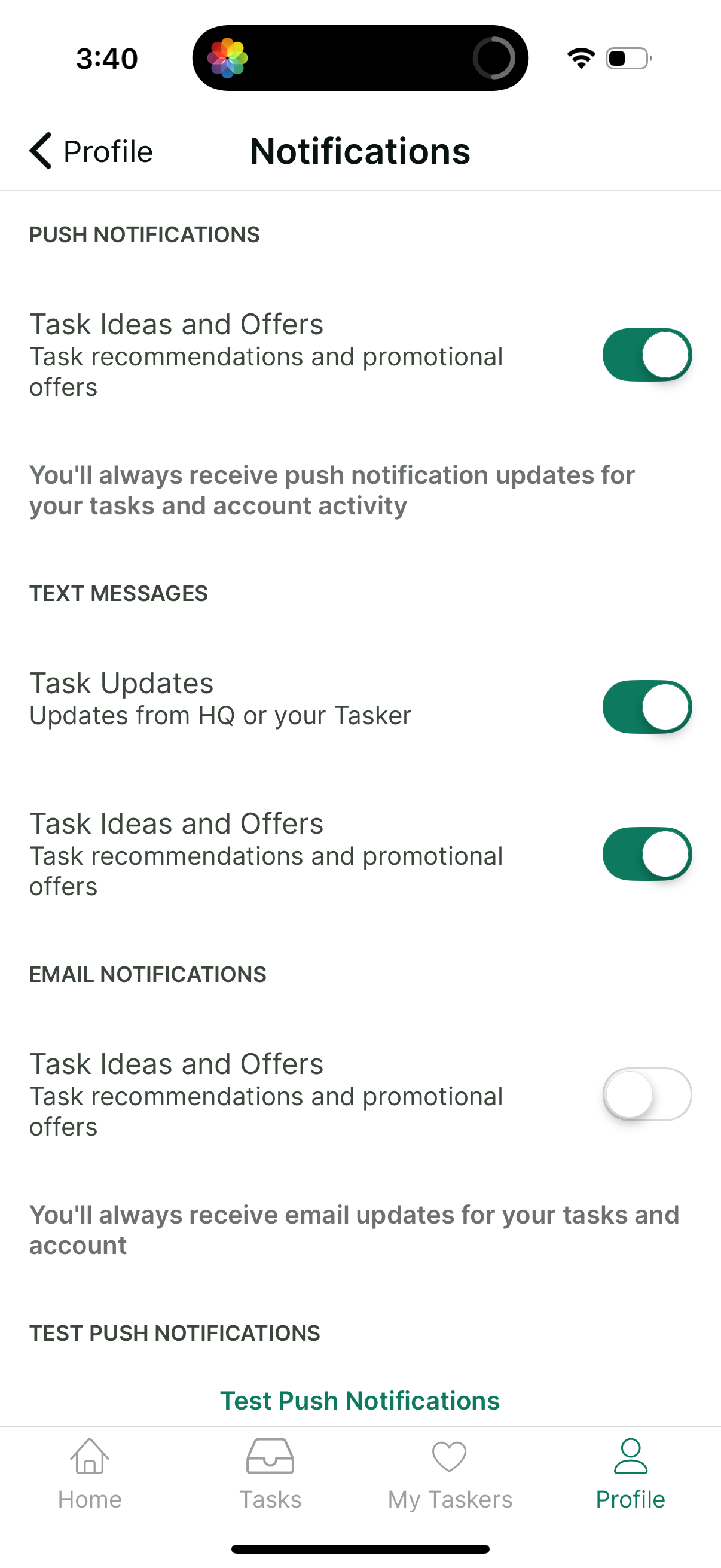 taskrabbit notifications screenshot