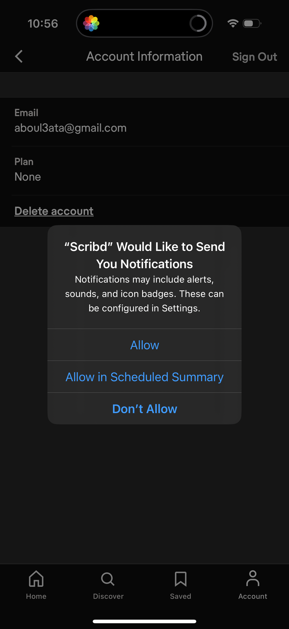 scribd notifications screenshot