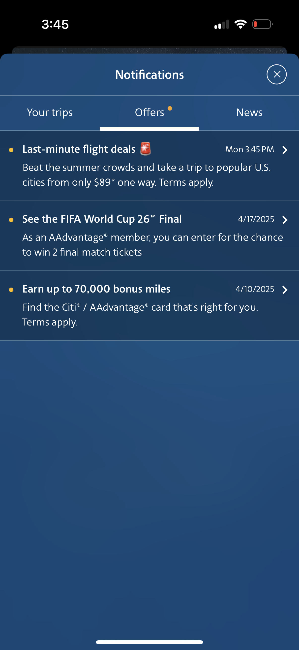 american notifications screenshot