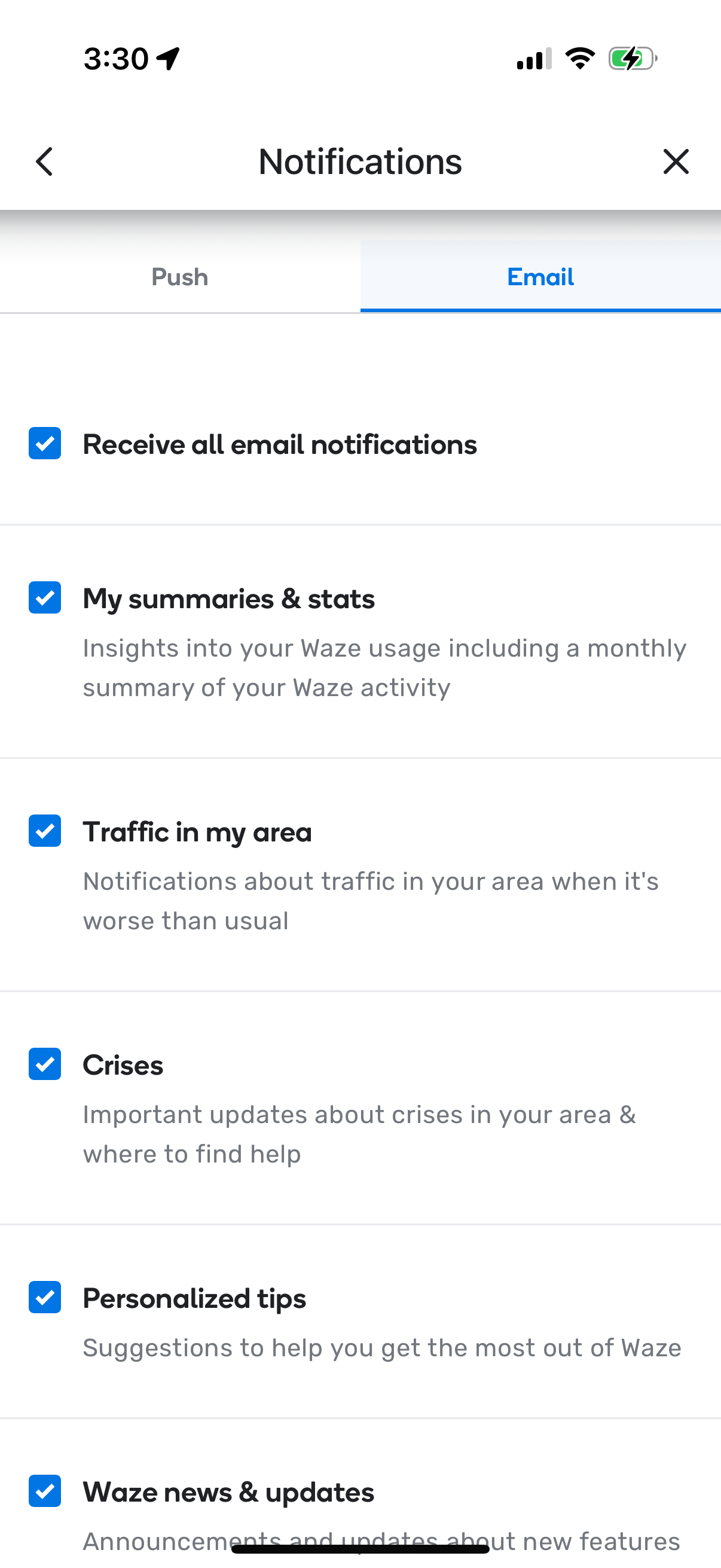 waze notifications screenshot
