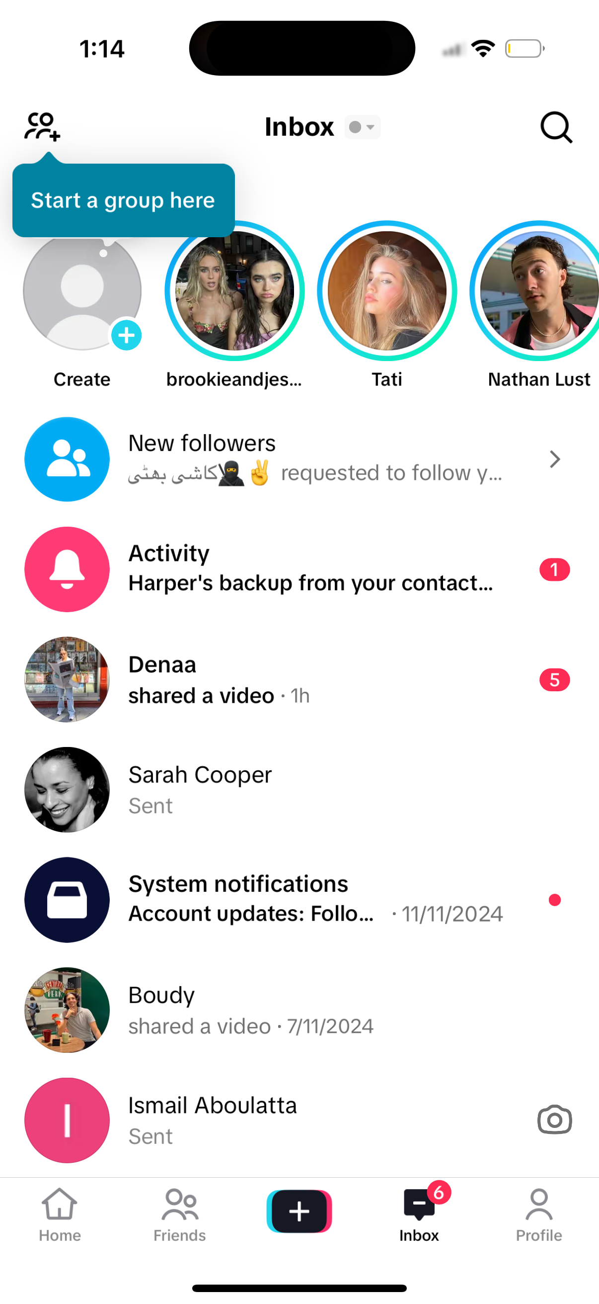 tiktok notifications screenshot