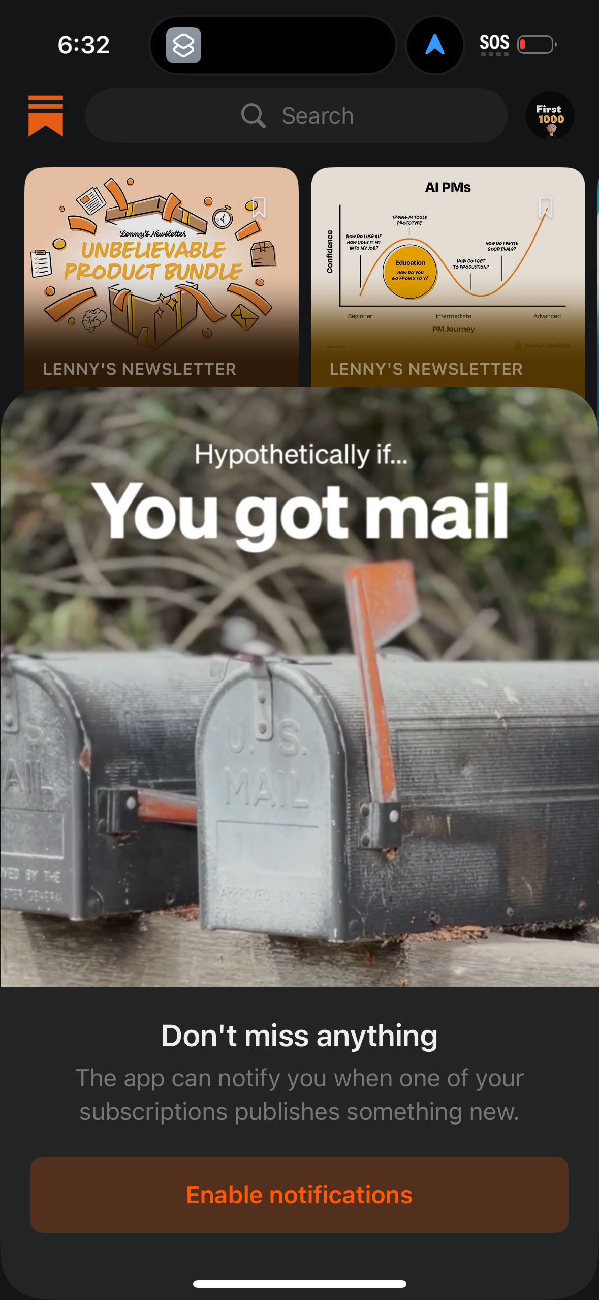 substack notifications screenshot