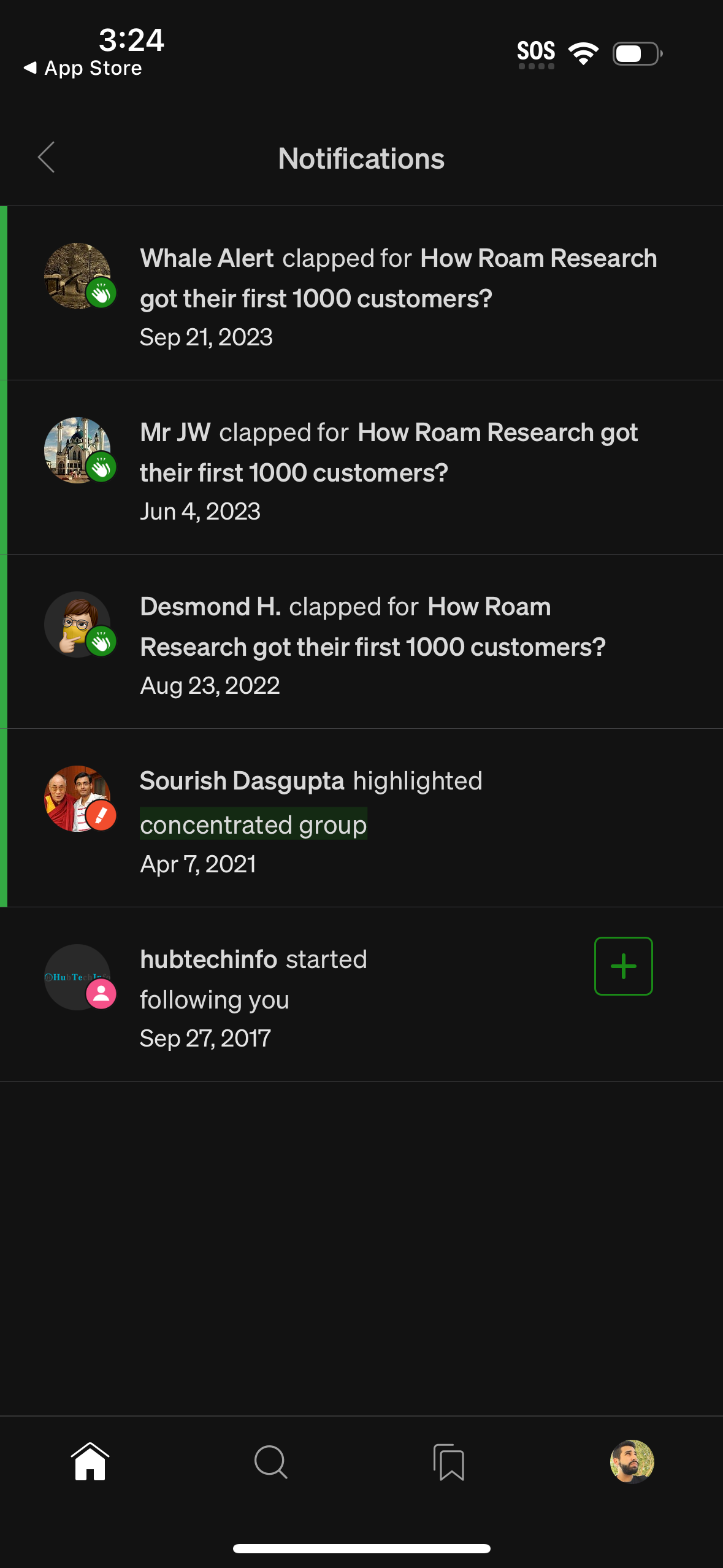 medium notifications screenshot