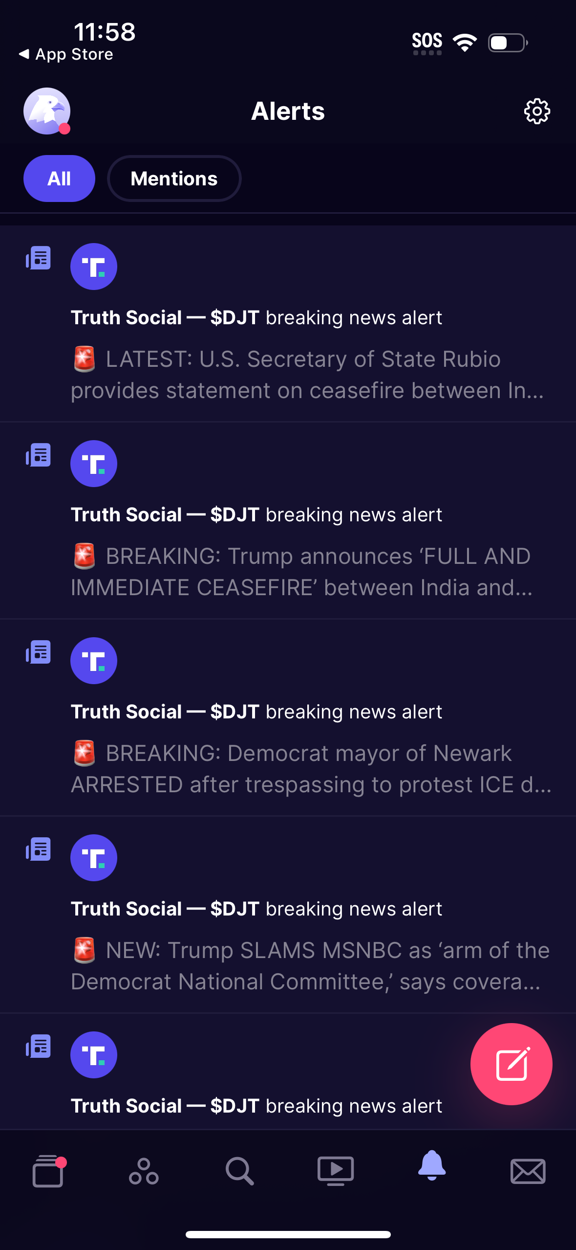 truth-social notifications screenshot