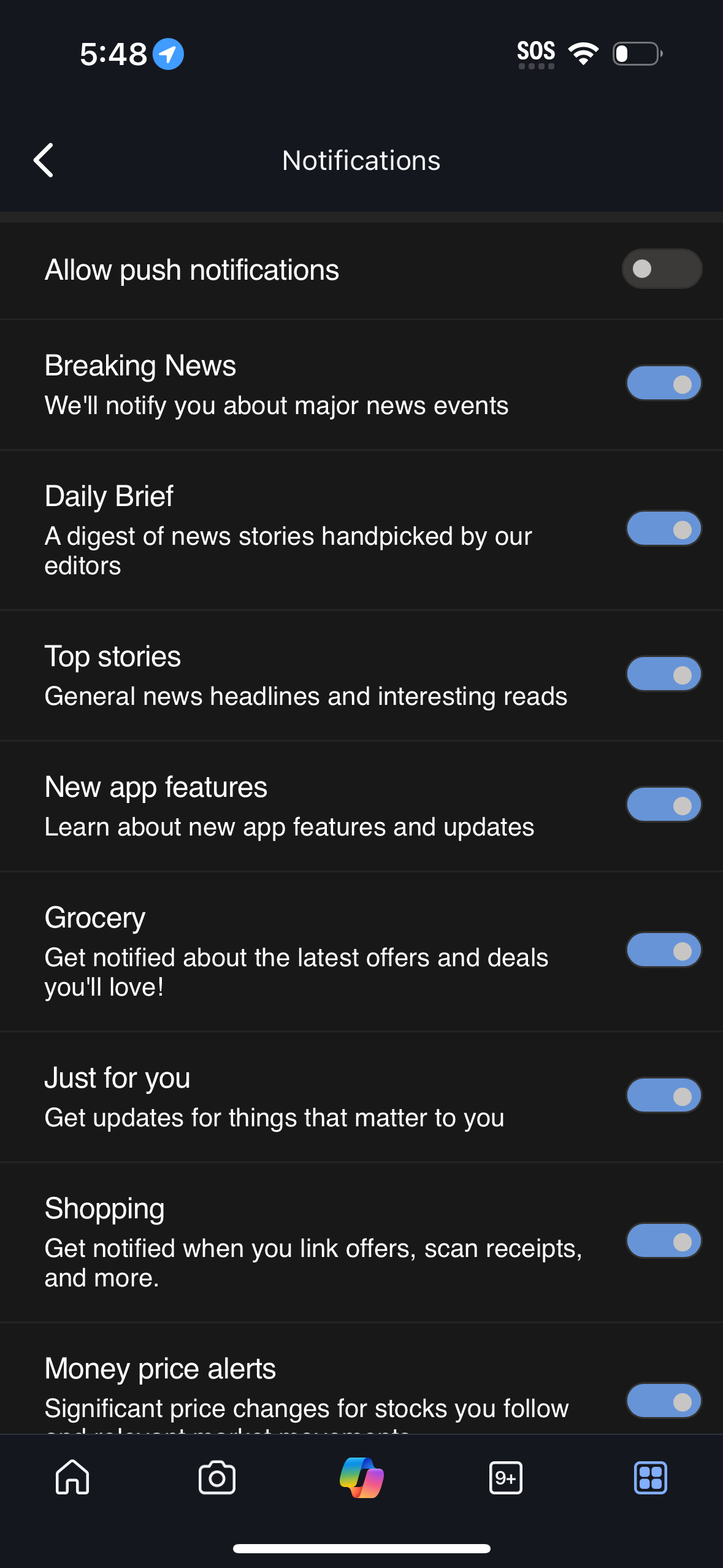 bing notifications screenshot