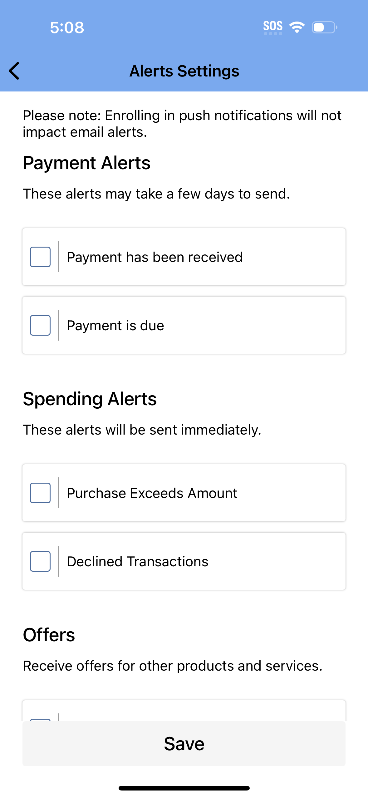 primestorecard notifications screenshot