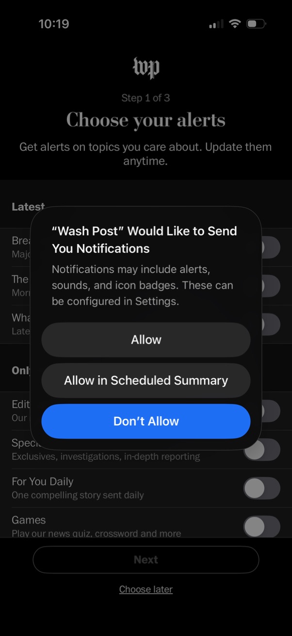wash-post notifications screenshot
