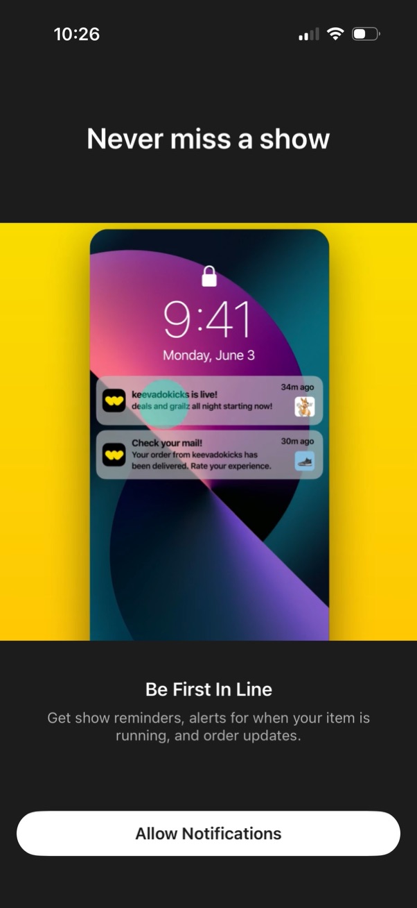 whatnot notifications screenshot