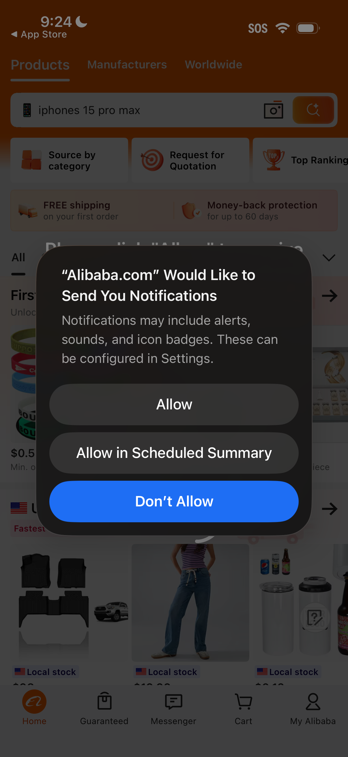 alibaba notifications screenshot