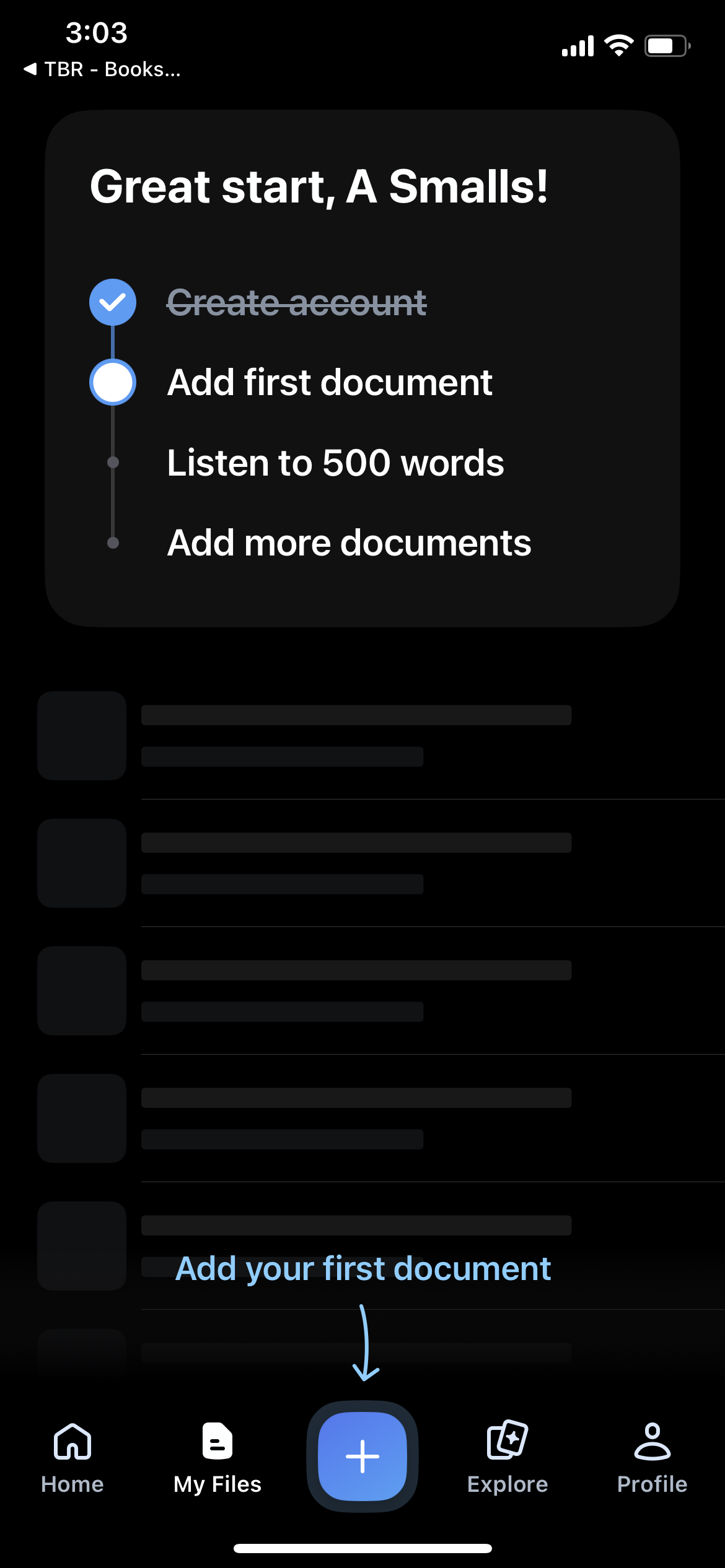 speechify onboarding screenshot