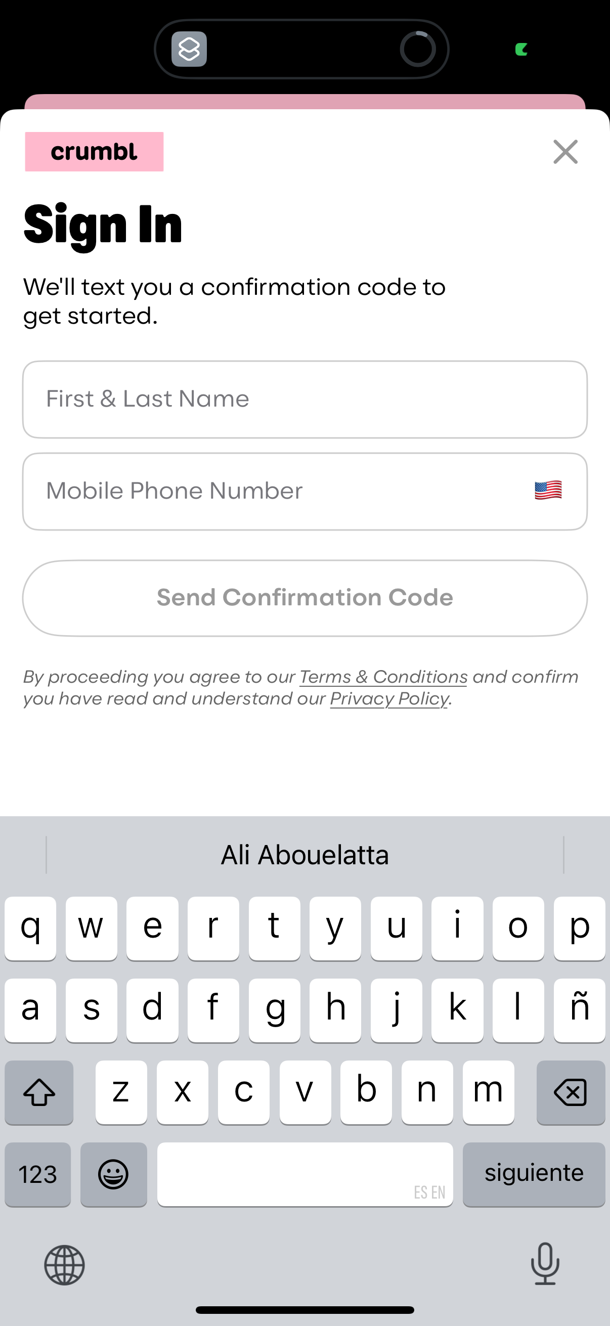 crumbl onboarding screenshot