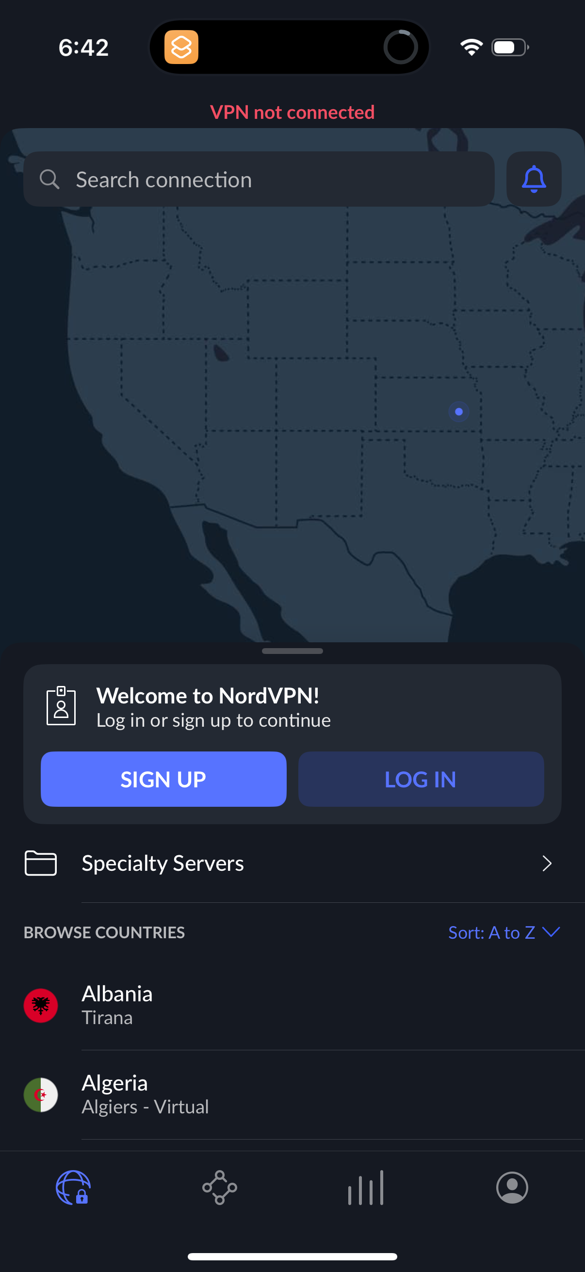 nordvpn onboarding screenshot