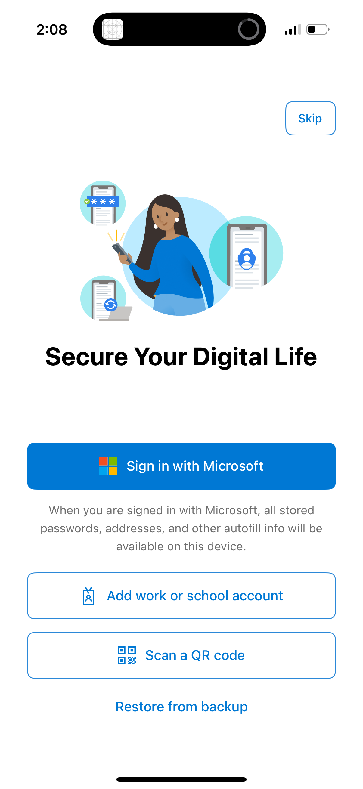microsoft-auth onboarding screenshot