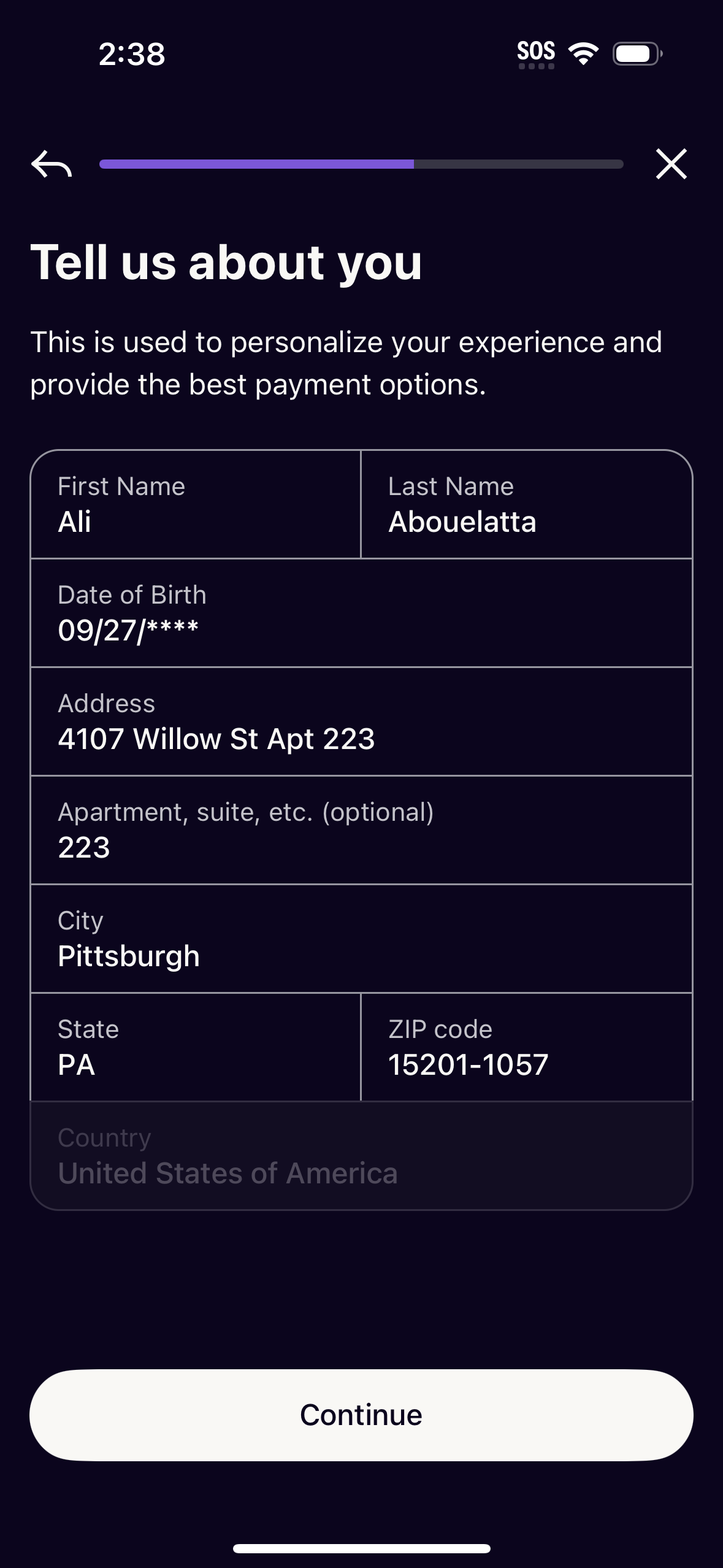 klarna onboarding screenshot