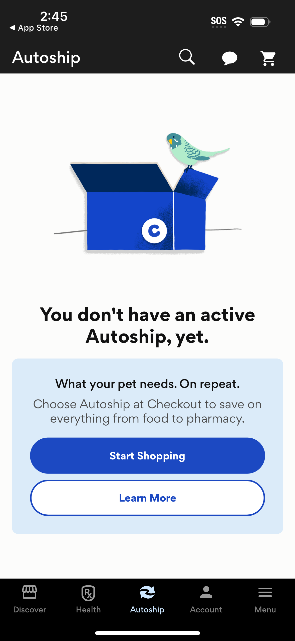 chewy onboarding screenshot