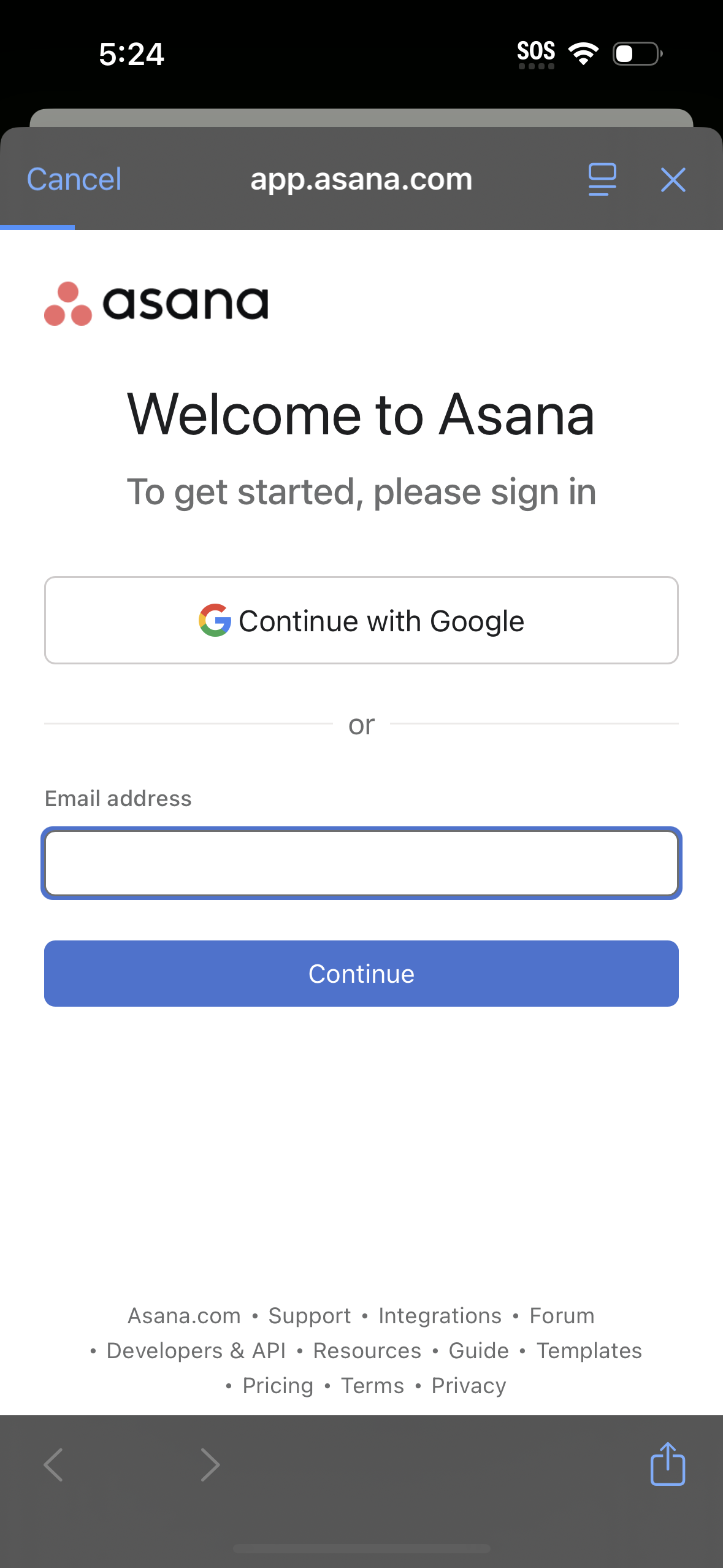 asana onboarding screenshot