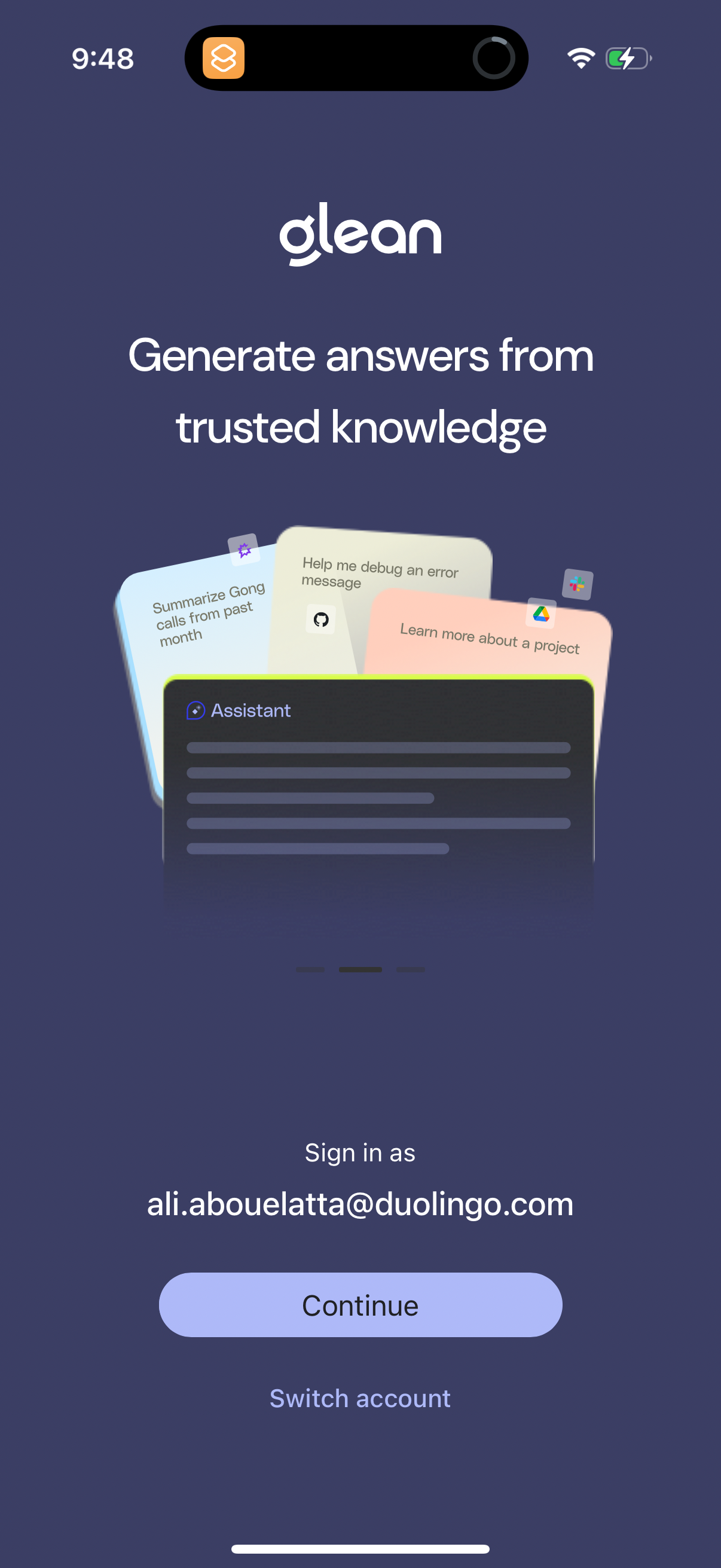 glean onboarding screenshot
