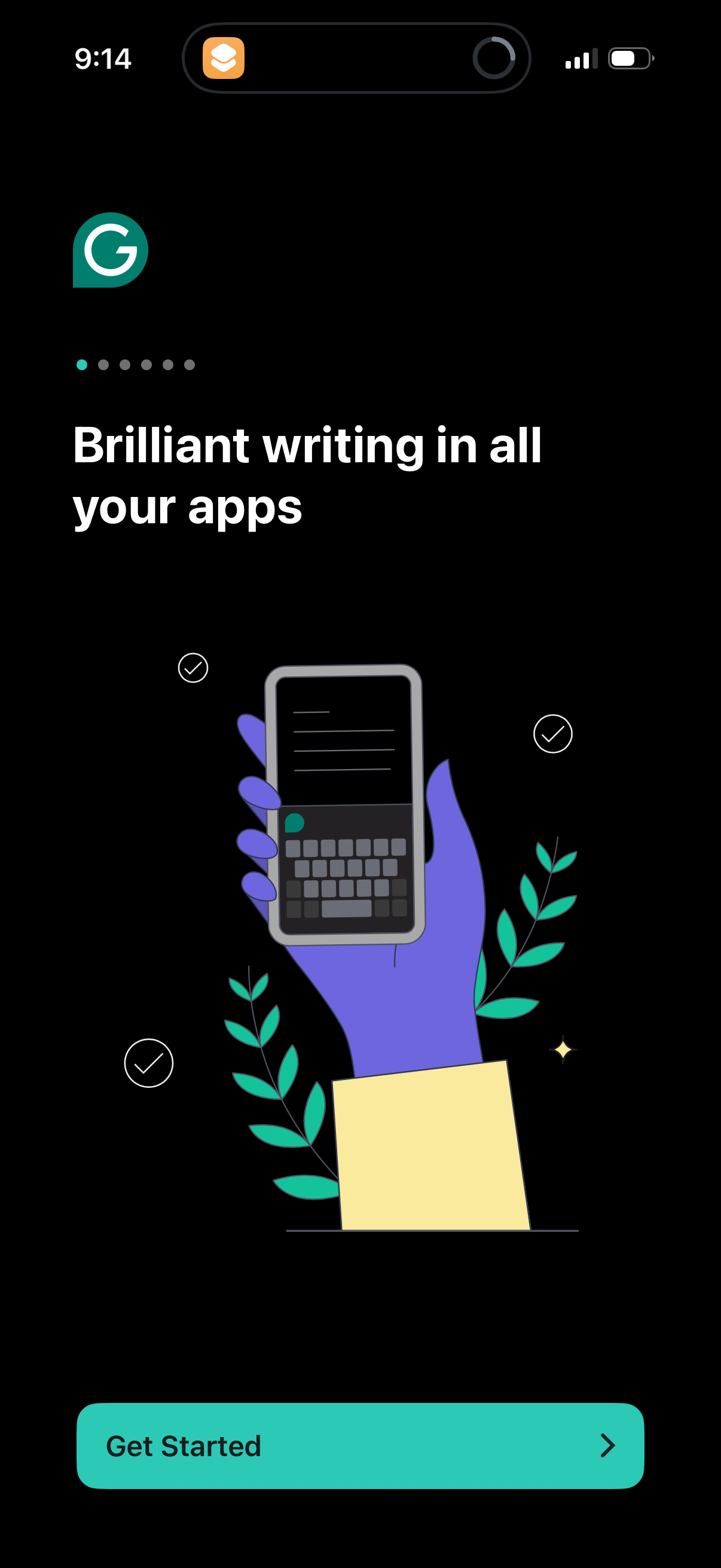 grammarly onboarding screenshot