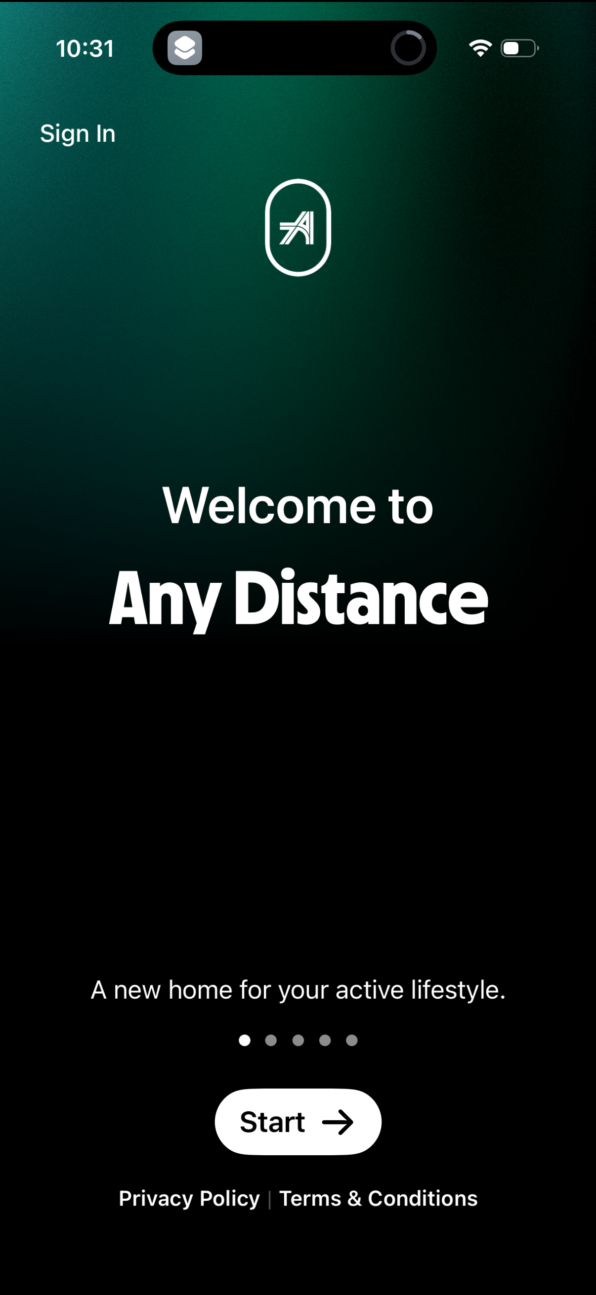 any-distance onboarding screenshot