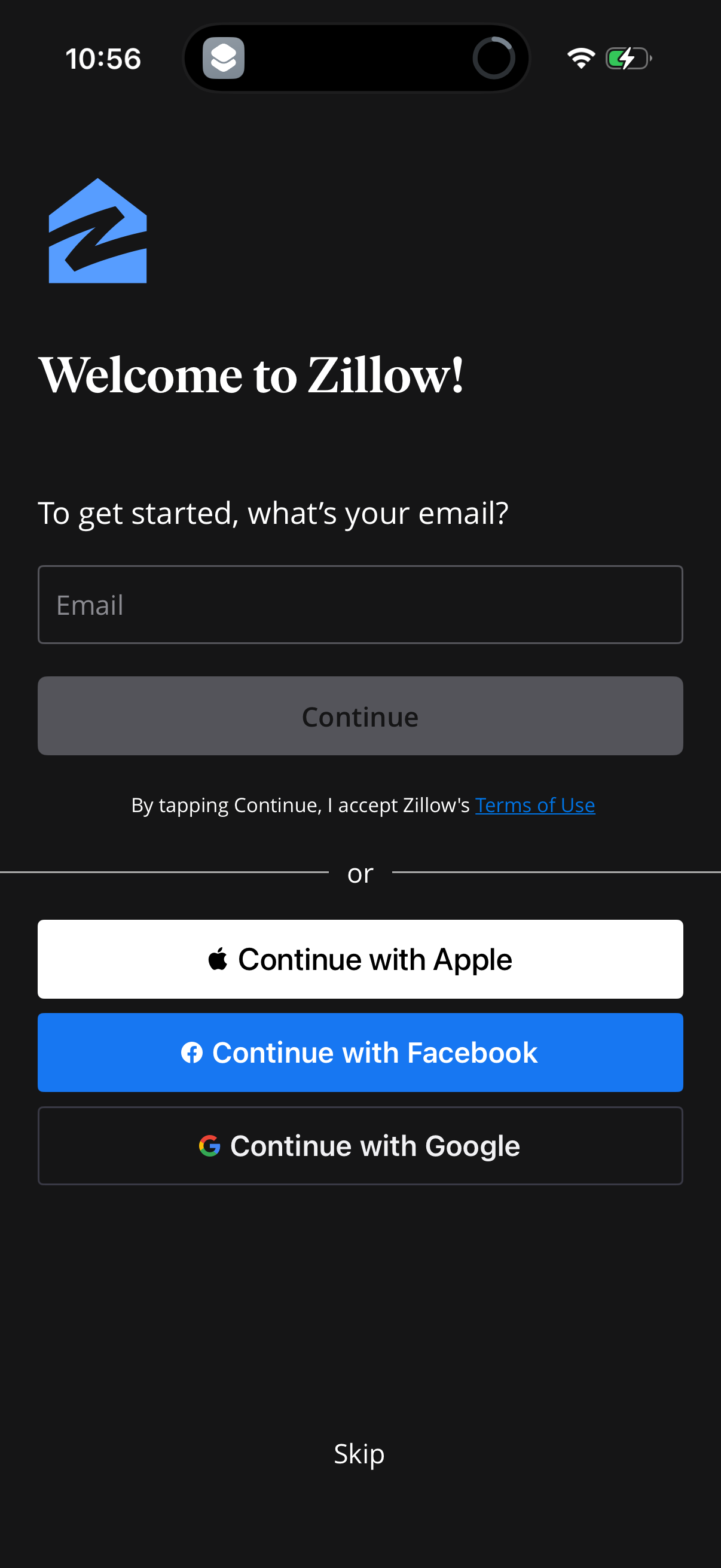 zillow onboarding screenshot