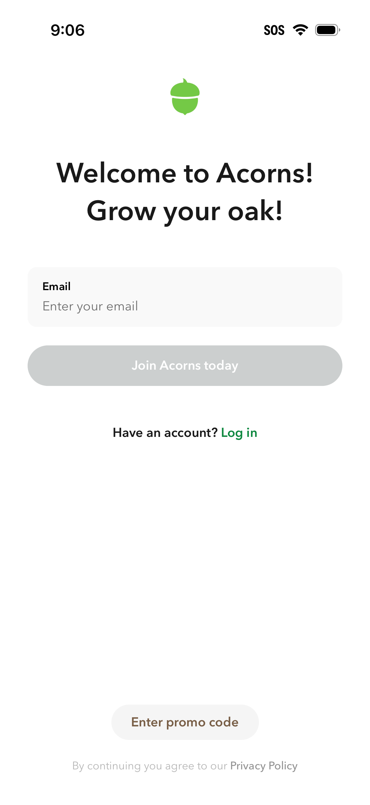 acorns onboarding screenshot
