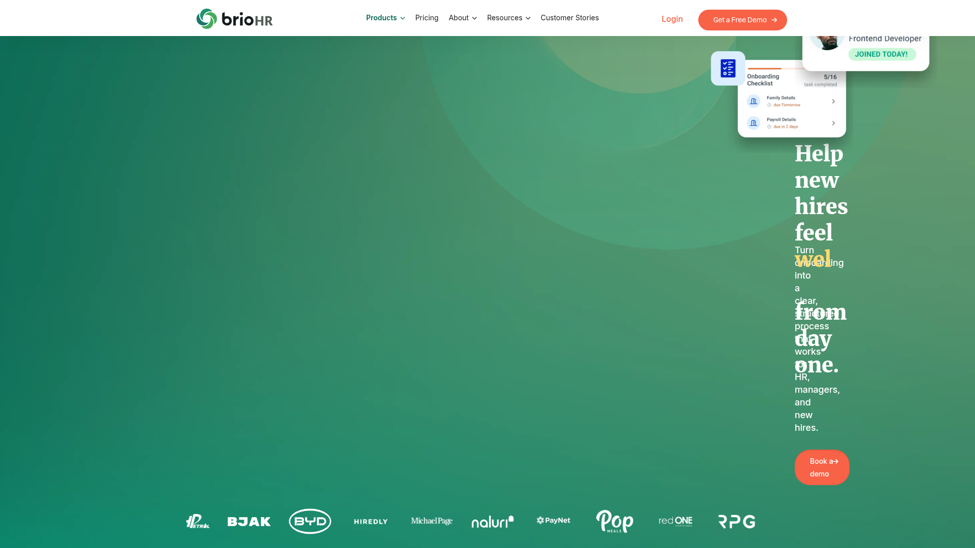 briohr onboarding screenshot