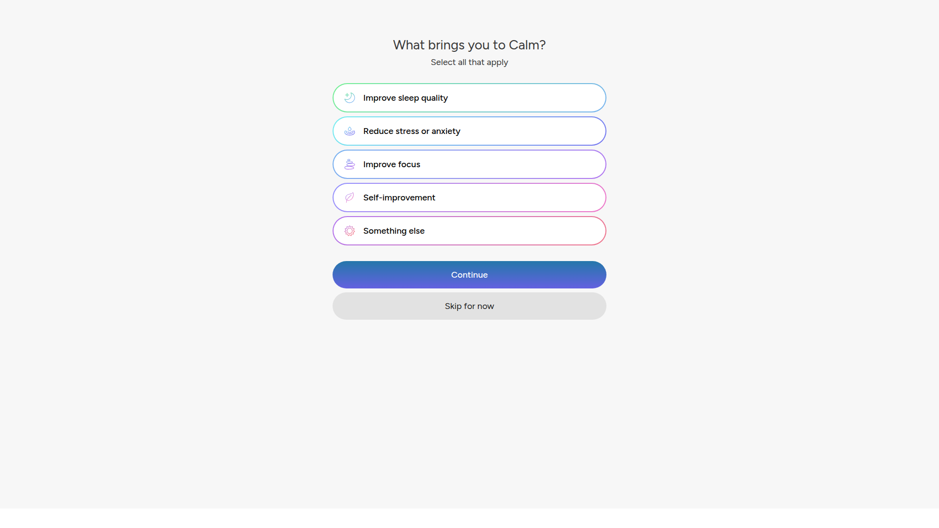 calm onboarding screenshot