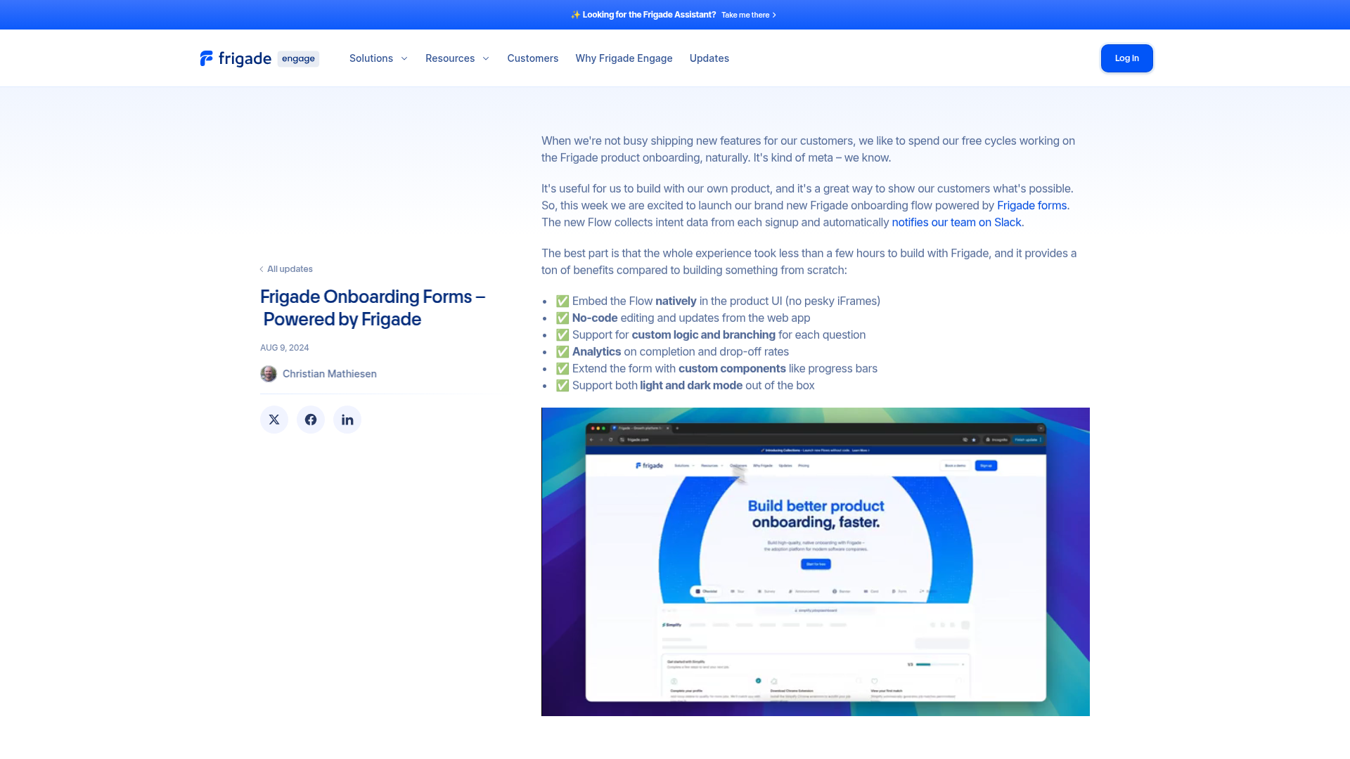 frigade onboarding screenshot