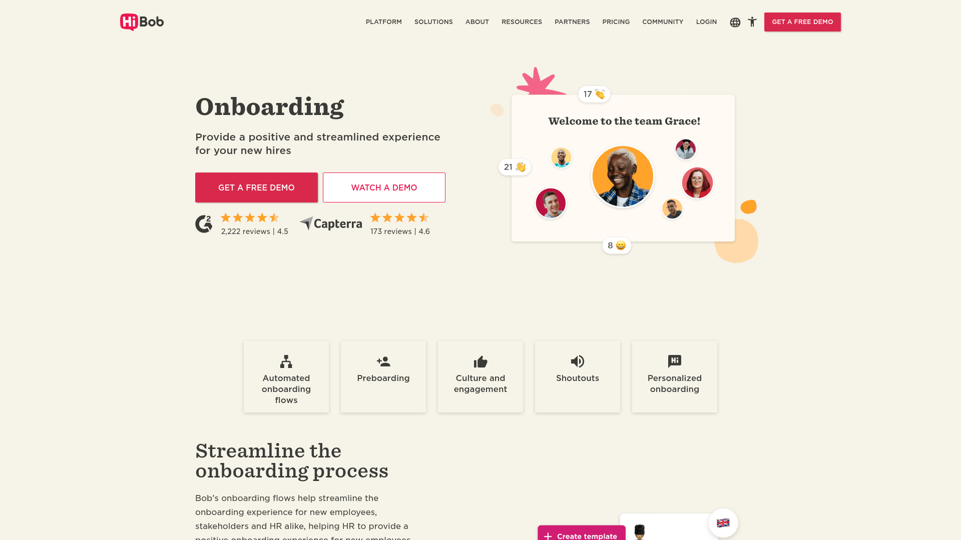 hibob onboarding screenshot