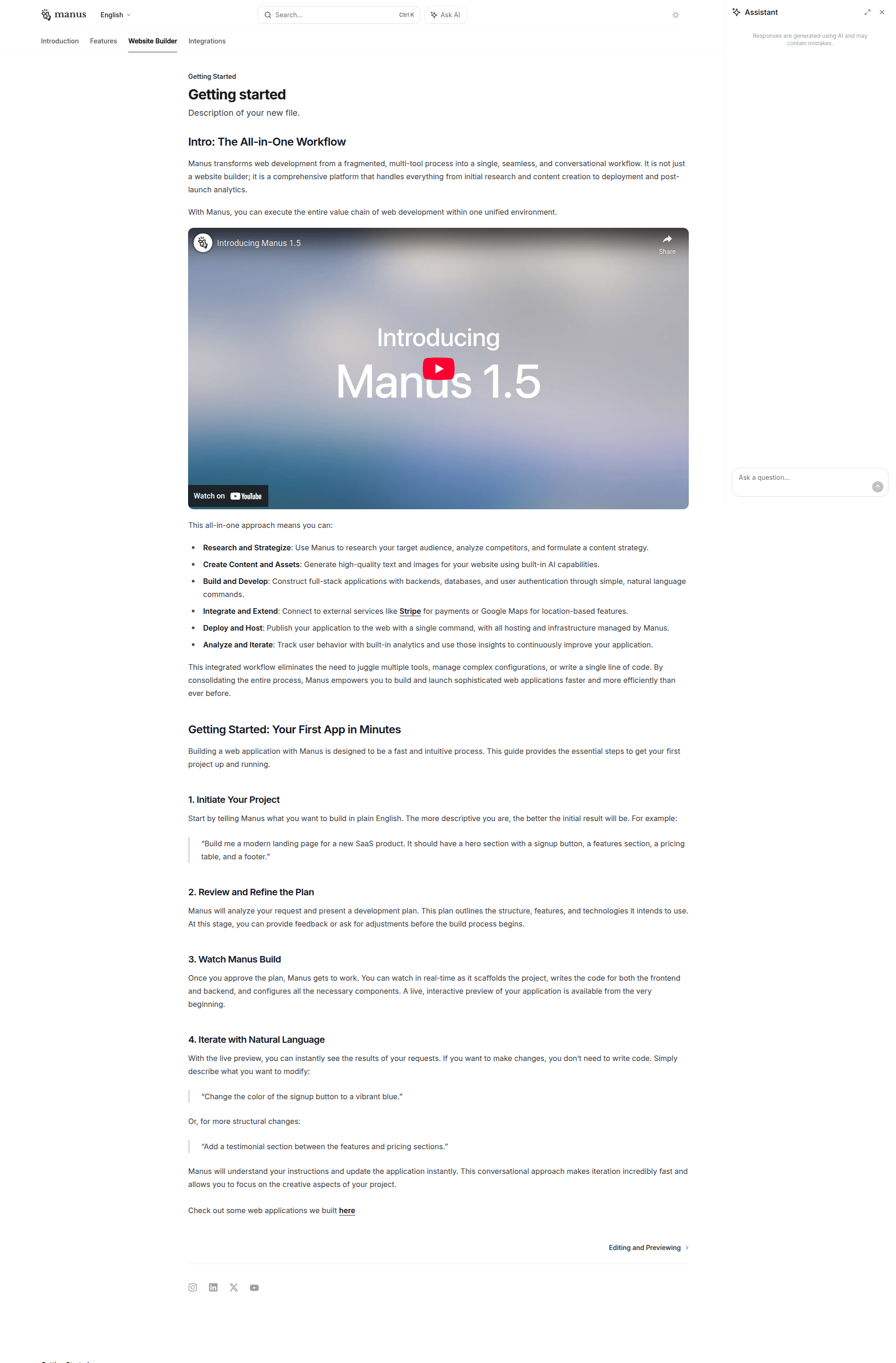 manus onboarding screenshot