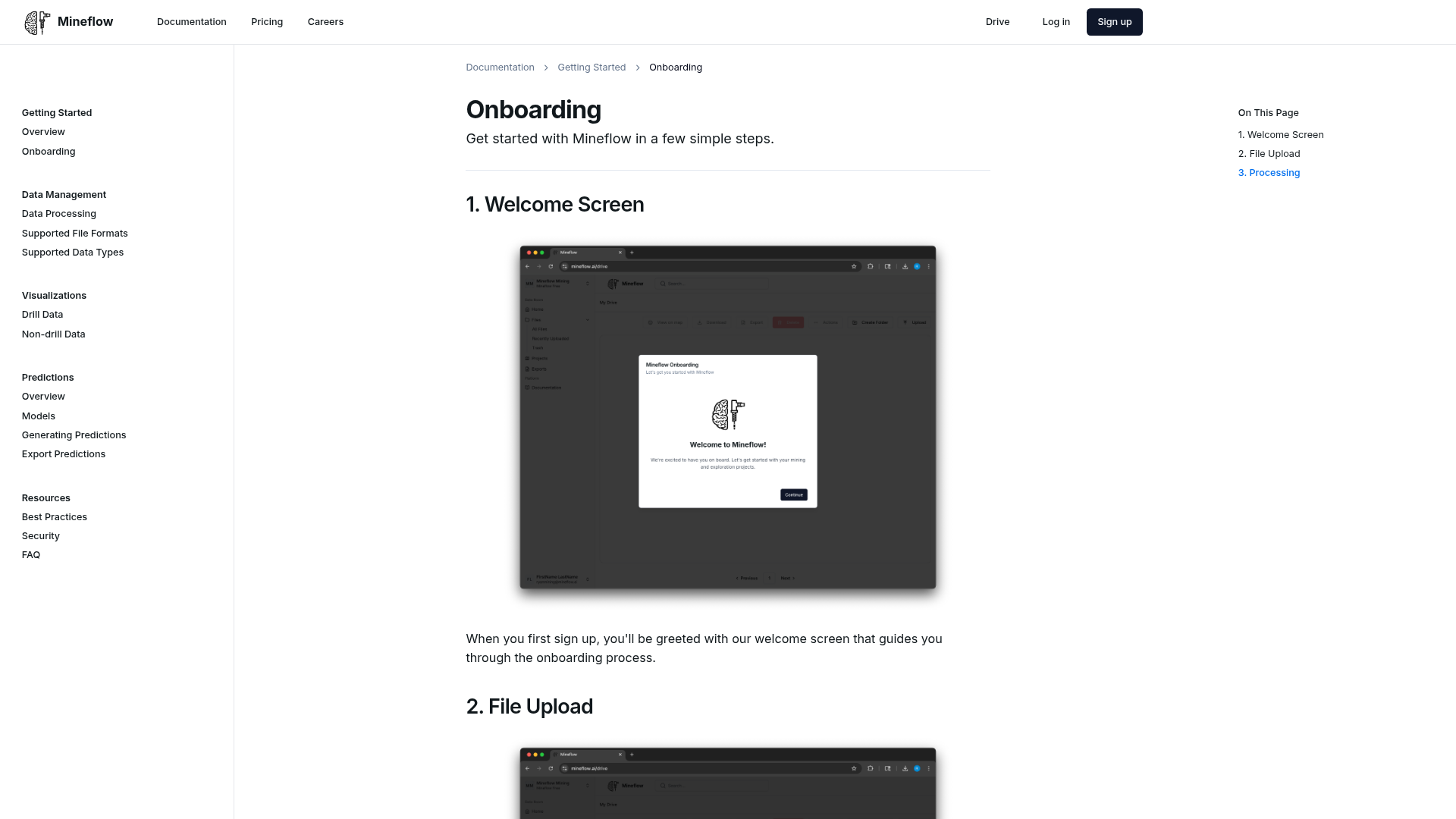 mineflow onboarding screenshot