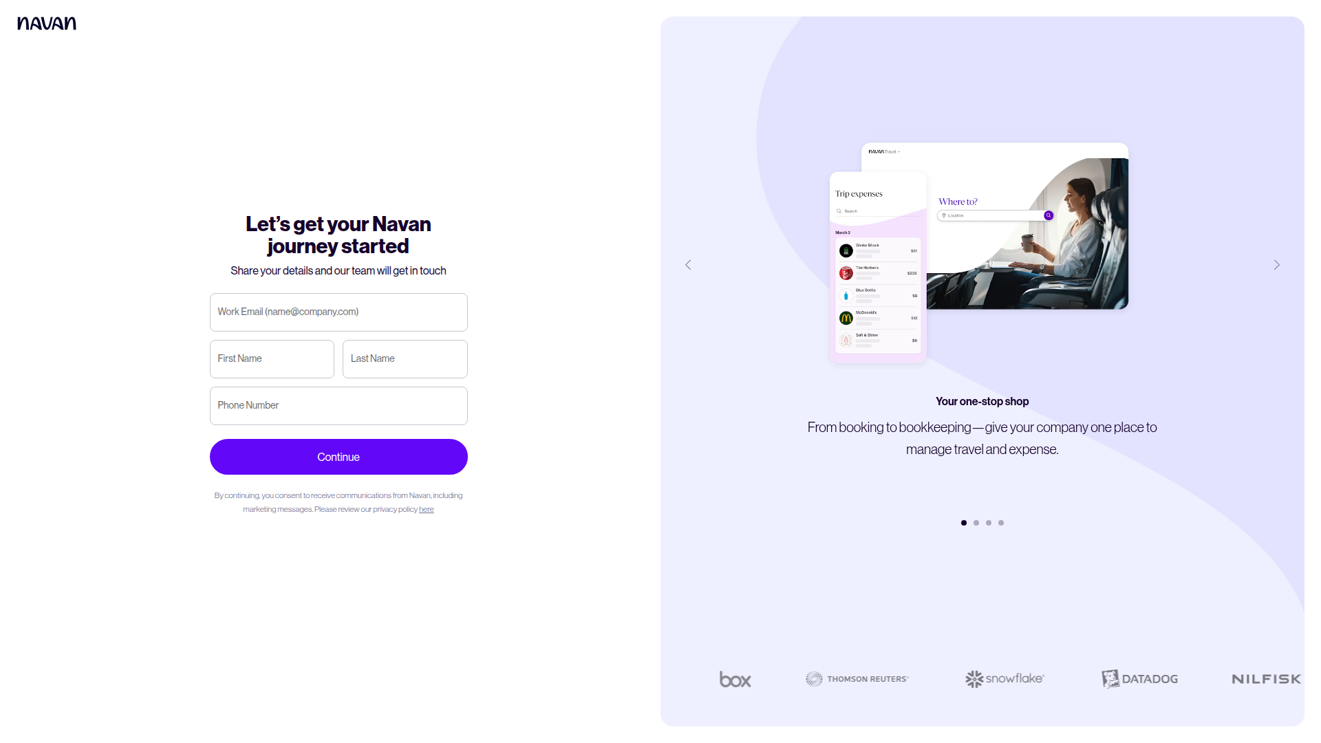 navan onboarding screenshot