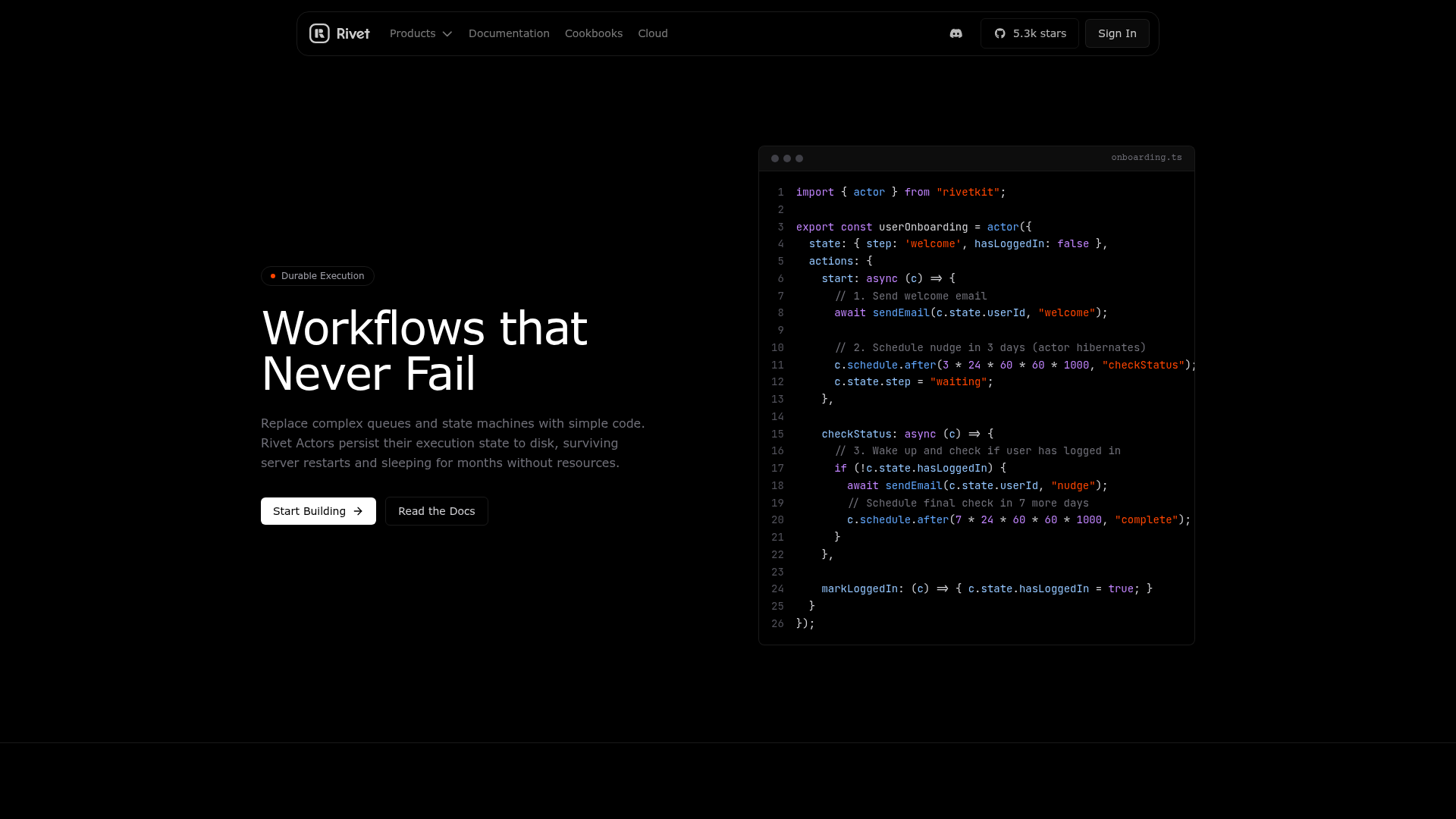 rivet onboarding screenshot