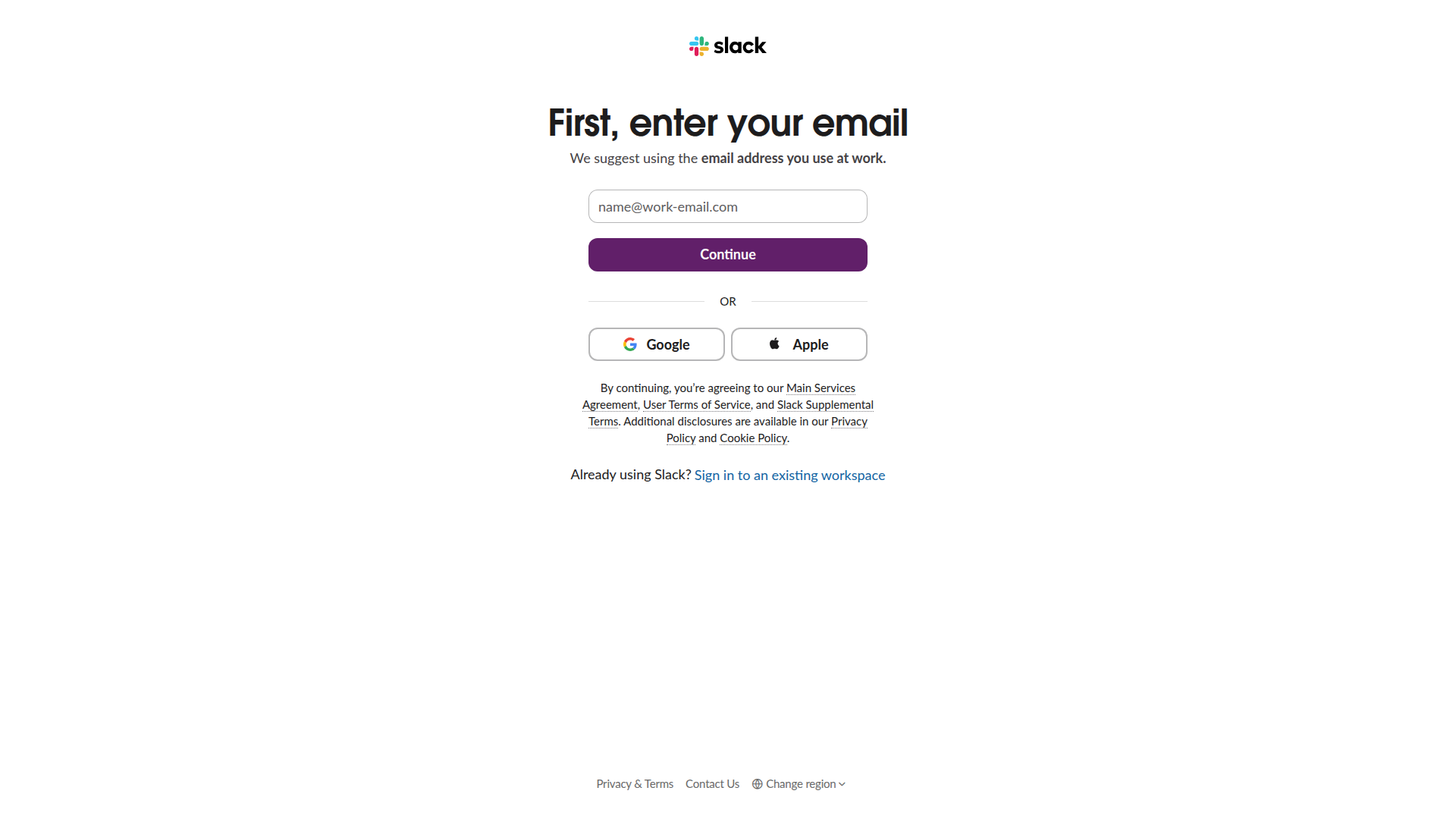 slack onboarding screenshot